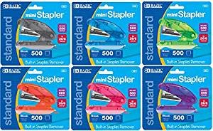 BAZIC Mini Standard 26/6 Stapler with 500 Staples - Compact Office Stapler for Paper, Documents, Crafting - Case Pack of 144 (Ideal for Schools, Offices & Home Use)