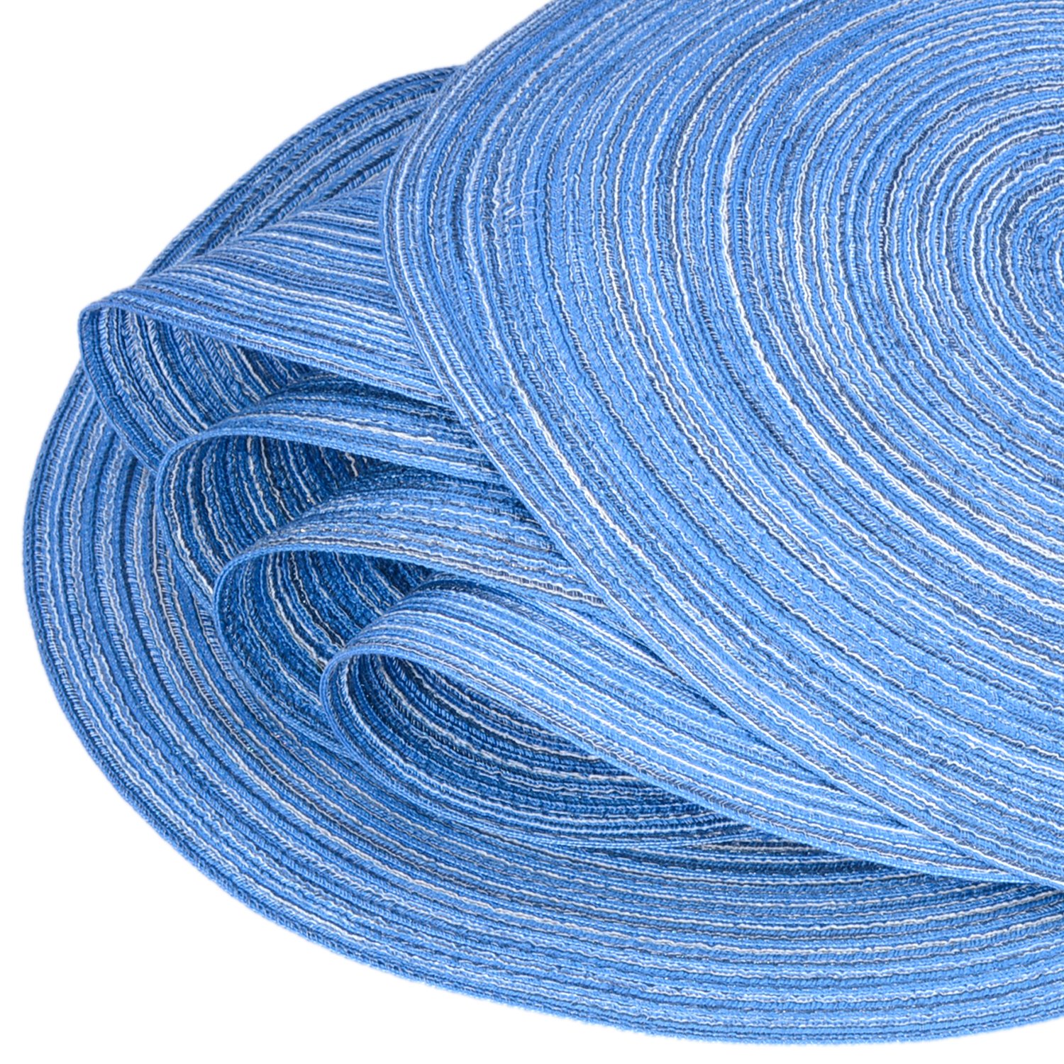 6-Pack Round Braided Placemats - 15 Inch Washable Table Mats for Kitchen & Dining - Blue Home Decor - Perfect for Everyday Use, Dinner Parties, and Holiday Gatherings
