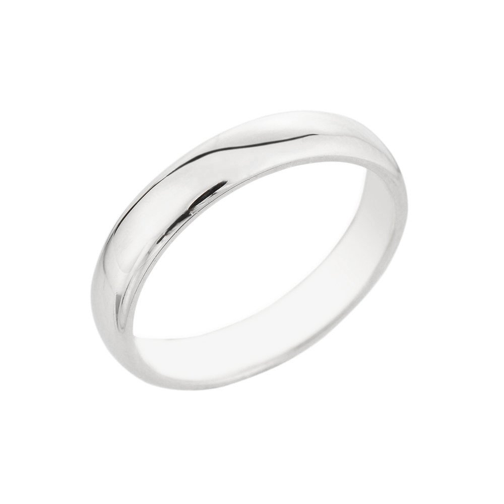10k White Gold Comfort-Fit Wedding Band for Women - 4mm High Polish Plain Ring - Perfect for Everyday Wear, Anniversaries & Bridal Jewelry