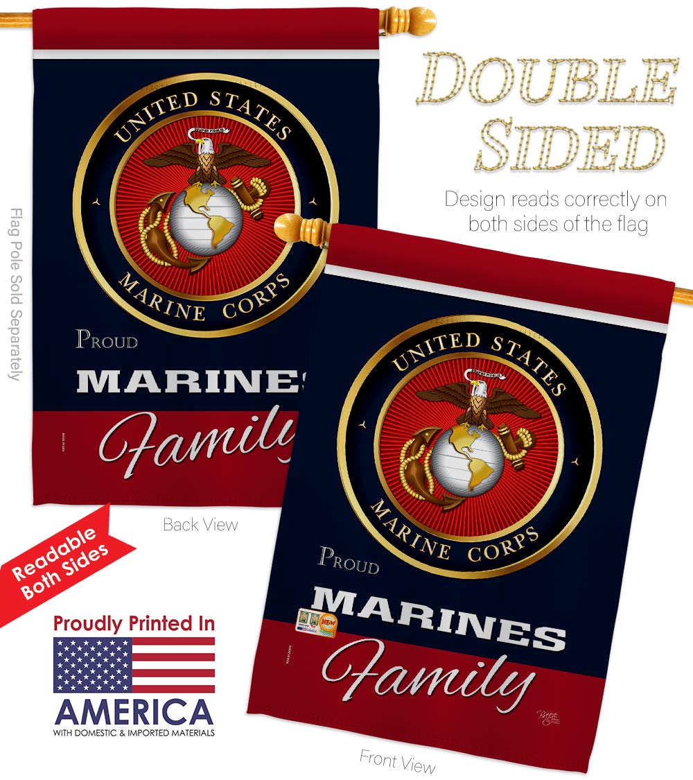 USMC Semper Fi Double-Sided Garden Flag Kit - 28x40 Inch Military House Banner for Marine Corps Veterans & Armed Forces Families - Made in USA - Perfect for Yard Decoration, Patriotic Displays & Military Appreciation Gifts