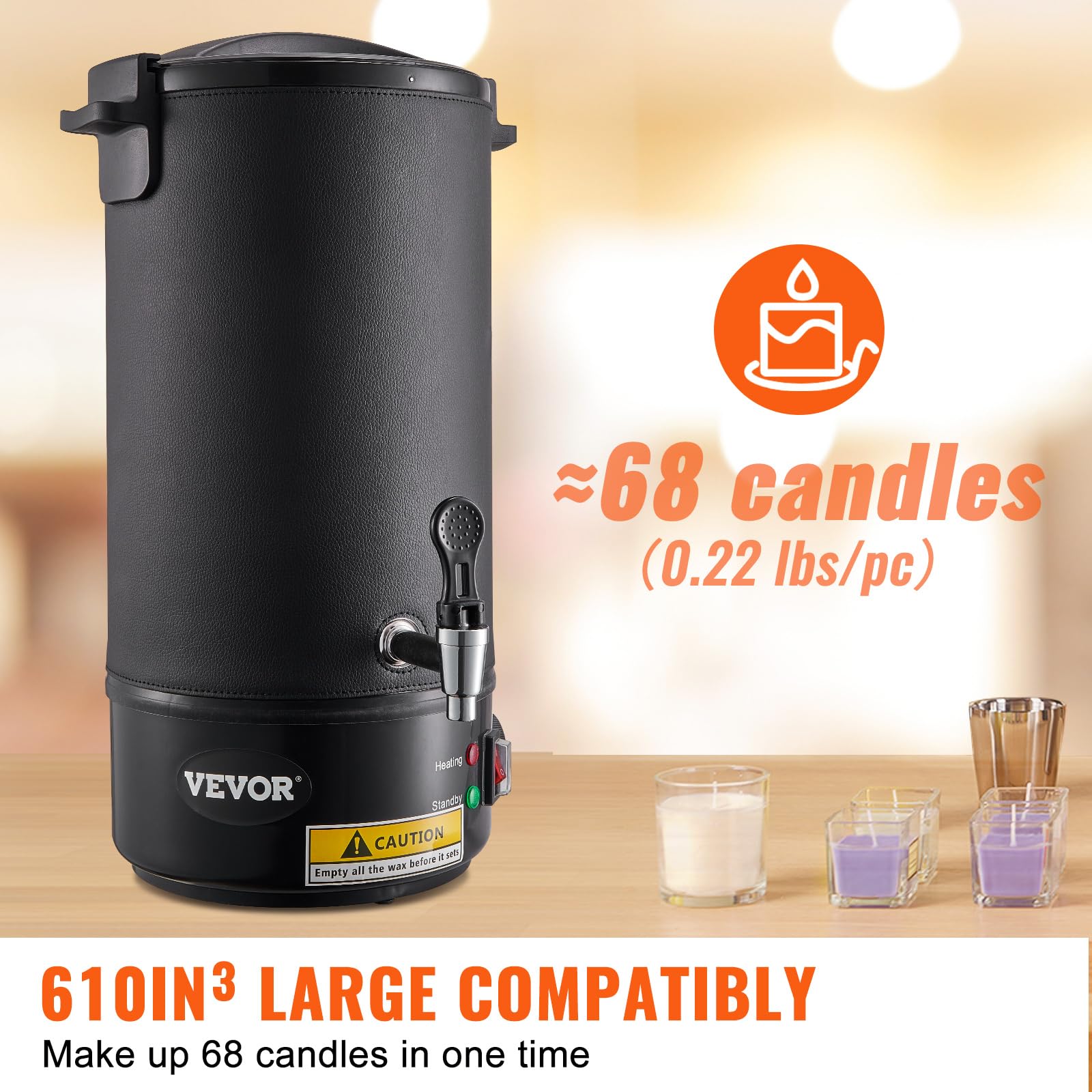 VEVOR 10L Extra Large Electric Wax Melting Pot for Candle Making - 9-Level Temperature Control, Easy Pour Spout & Clean Design - Perfect for DIY Candle, Soap, Cream Production at Home or Business (Ideal for Small Batch Crafting & Beauty Product Manufacturing)