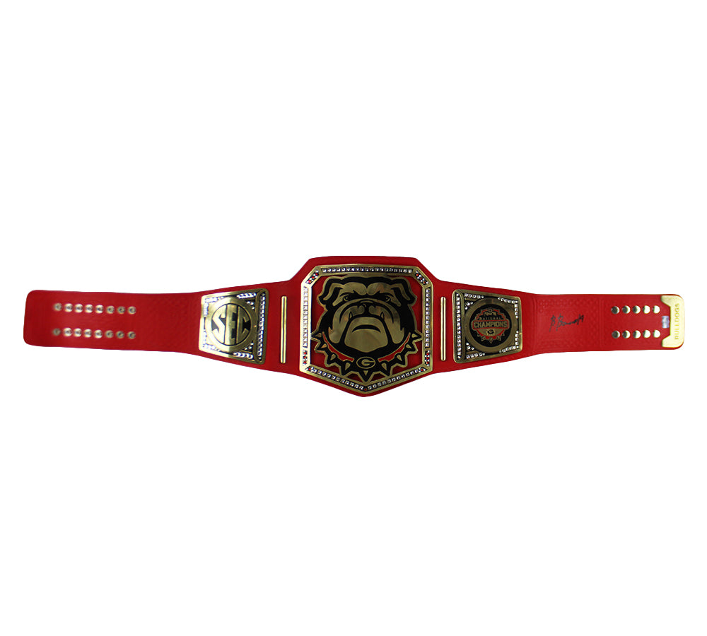 Brock Bowers Autographed Georgia Bulldogs Red 2022 National Championship Wrestling Belt - Collectible Memorabilia for Fans, Sports Enthusiasts & Home Decor