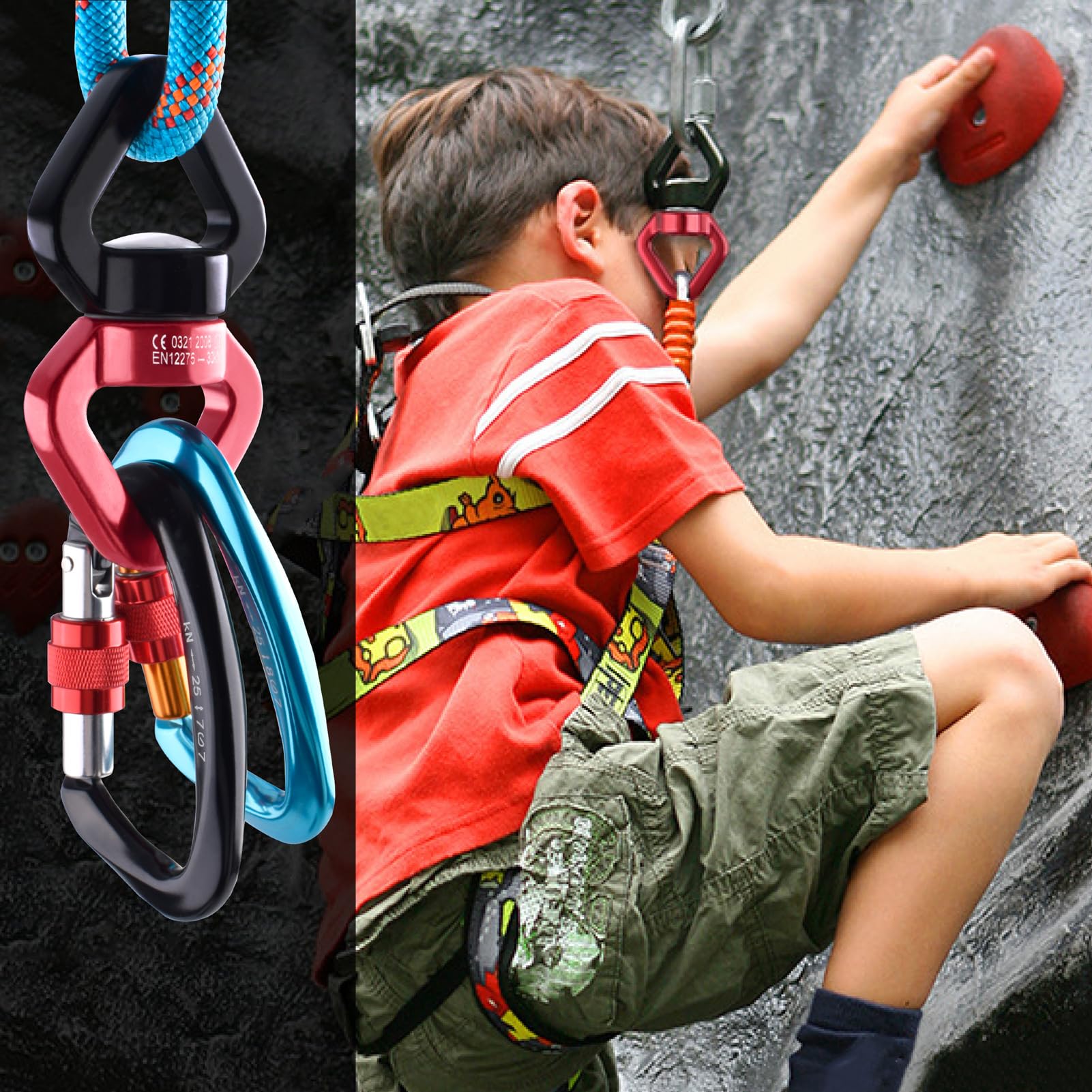 Azarxis 30KN Heavy Duty Tree Swing Swivel Spinner - Safest Rotational Climbing Rope Hook for Kids Playground, Backyard Tree Swing, Aerial Yoga & Silks Dance - Perfect for Outdoor Fun and Fitness Training