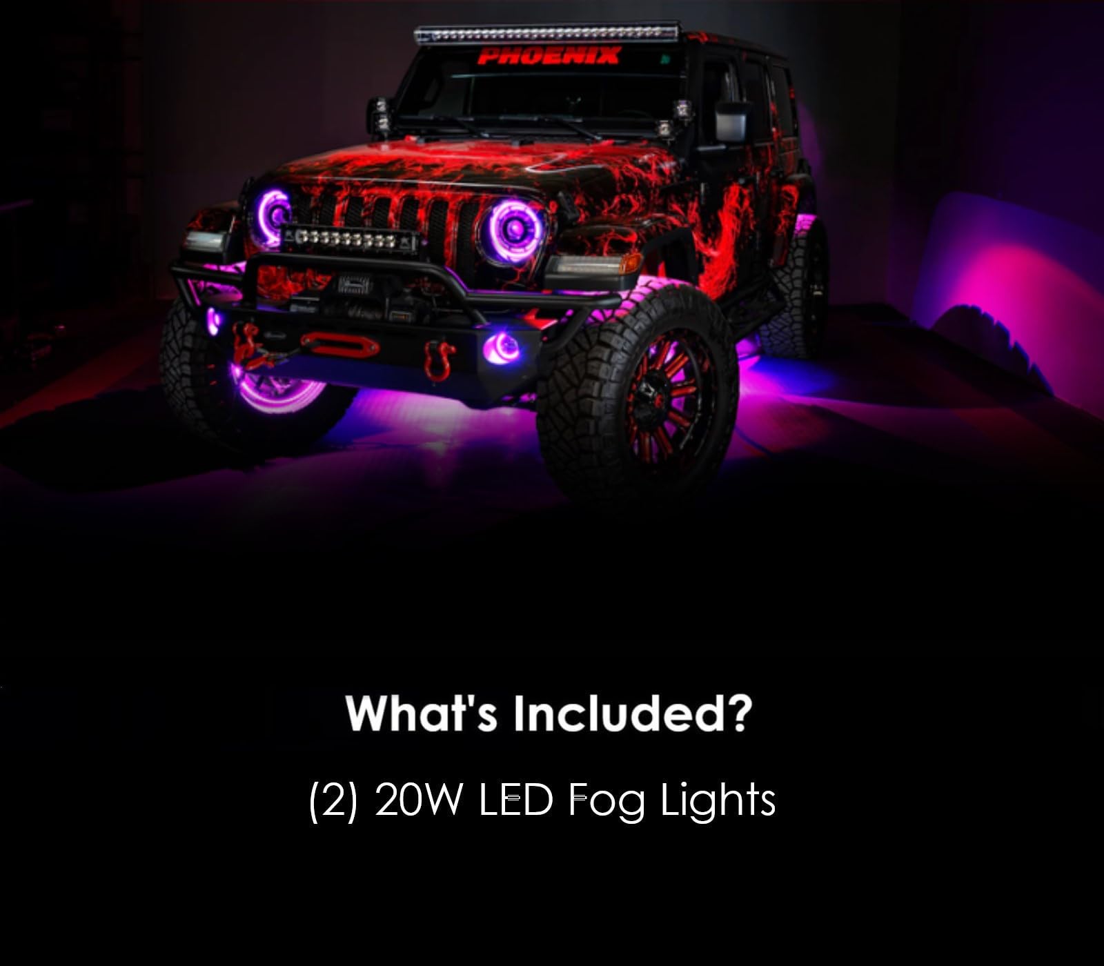 ORACLE Lighting 5846-332 Pair of 20W Dynamic ColorSHIFT LED Fog Lights for 2007-2018 Jeep Wrangler JK - High Performance Waterproof Epoxy Sealed - Perfect for Off-Roading & Night Driving