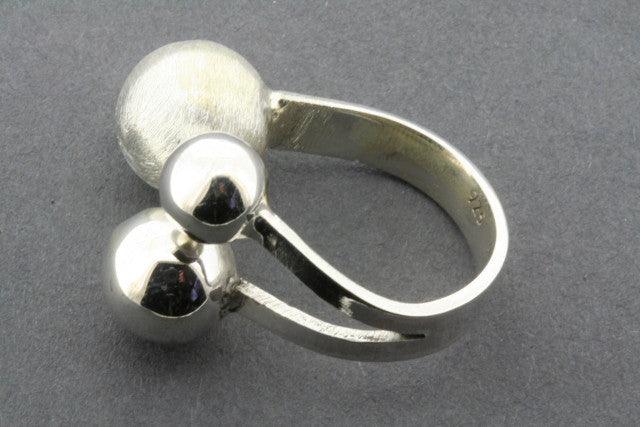 Brushed & Polished Sterling Silver Spheres Ring - Elegant Stackable Jewelry for Women, Perfect for Everyday Wear & Special Occasions