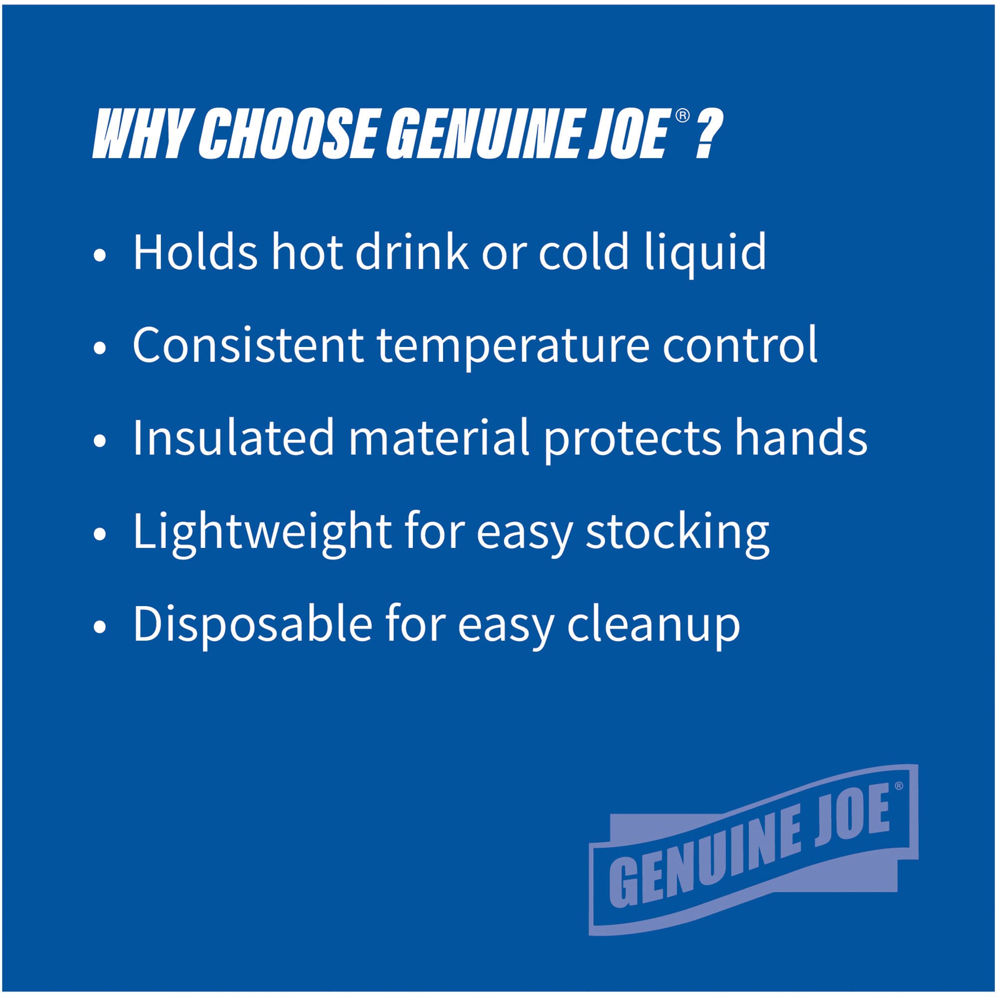 Genuine Joe GJO58553 14 oz Hot & Cold Foam Cups - Insulated Disposable Coffee Cups for Hot Beverages, Iced Drinks, Bubble Tea, and Office Break Room Use