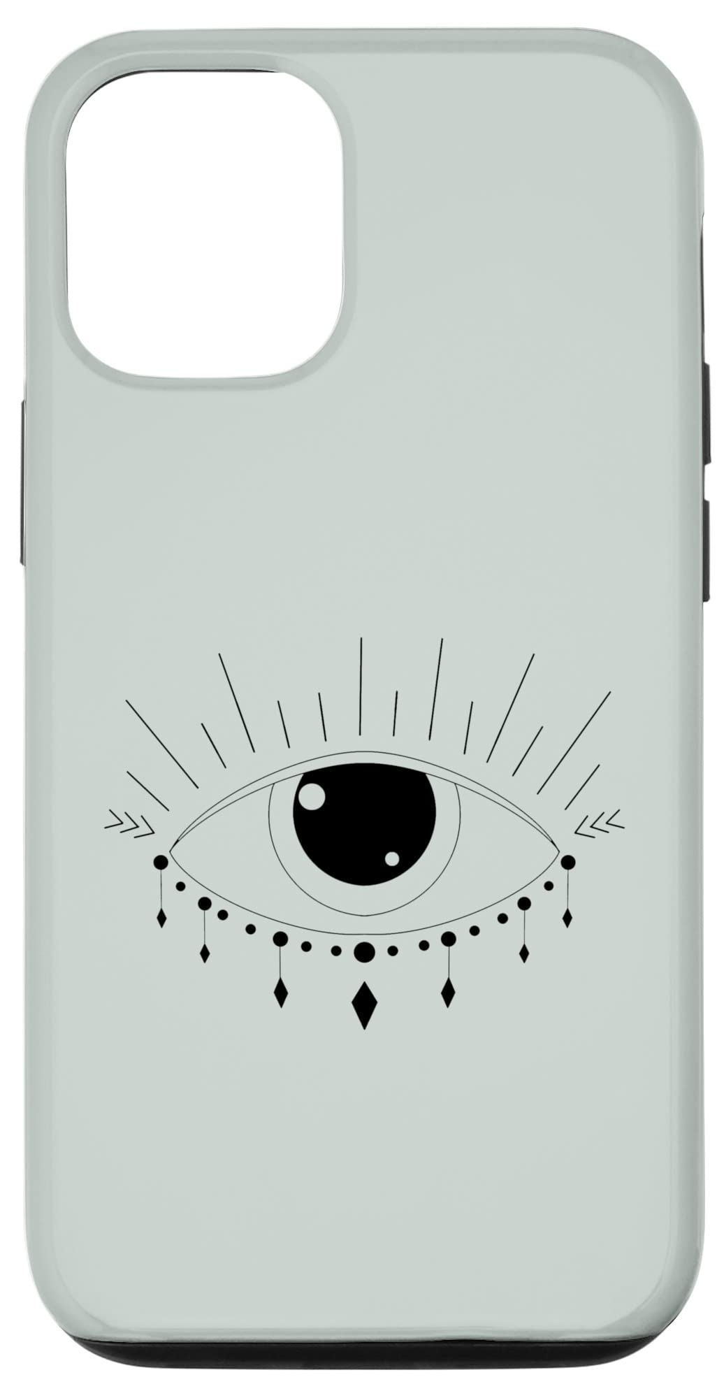 iPhone 12/12 Pro Case - Light Green Pastel Boho Minimalist Hand-Drawn Design - Protective Phone Cover for Everyday Use, Travel & Aesthetic Style