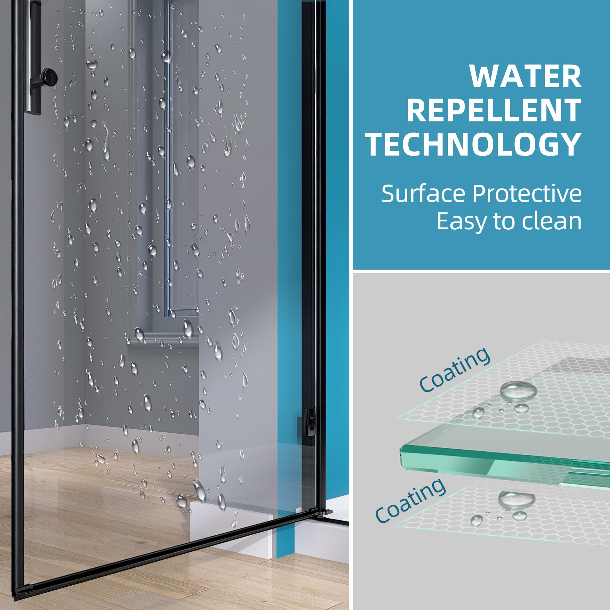 GETPRO Frameless Pivot Shower Door 30