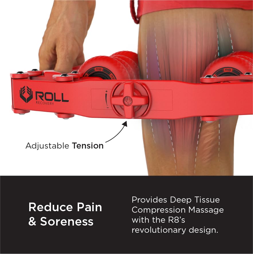 ROLL Recovery R8 Plus Deep Tissue Massage Roller for Muscle Pain Relief - Lava Red Foam Roller for Athletes, Runners & Post-Workout Recovery - Perfect for Home Gym, Yoga & Physical Therapy