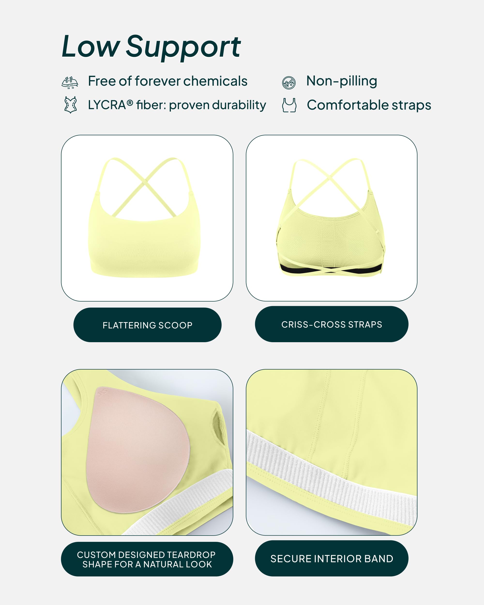Open Back Strappy Yoga Bras for Women - Low Support Criss-Cross Sports Bra with Removable Pads - FlexFlow - Perfect for Yoga, Gym Workouts & Low-Impact Exercises