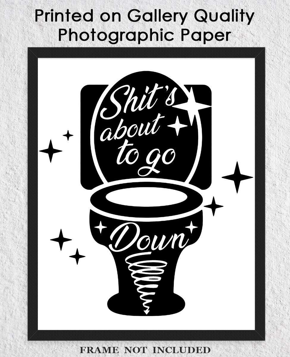 Funny Farmhouse Bathroom Wall Art - 8x10 Unframed Print for Home Decor