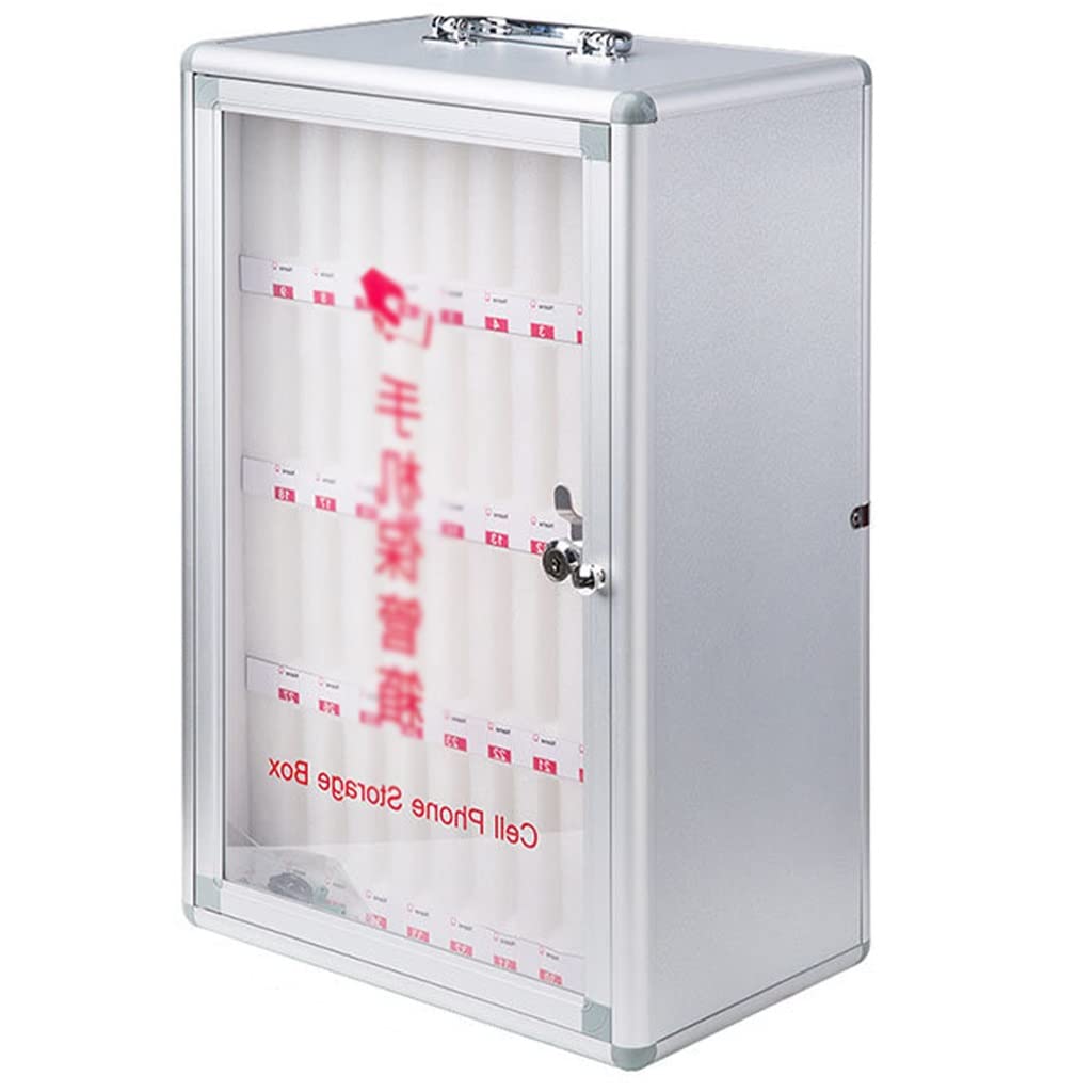 Wall Mounted Stainless Steel Phone Storage Cabinet - 36 Slots Clear Lockable Cell Phone Holder for Schools, Offices & Homes - Secure Organizer for Smartphones & Devices