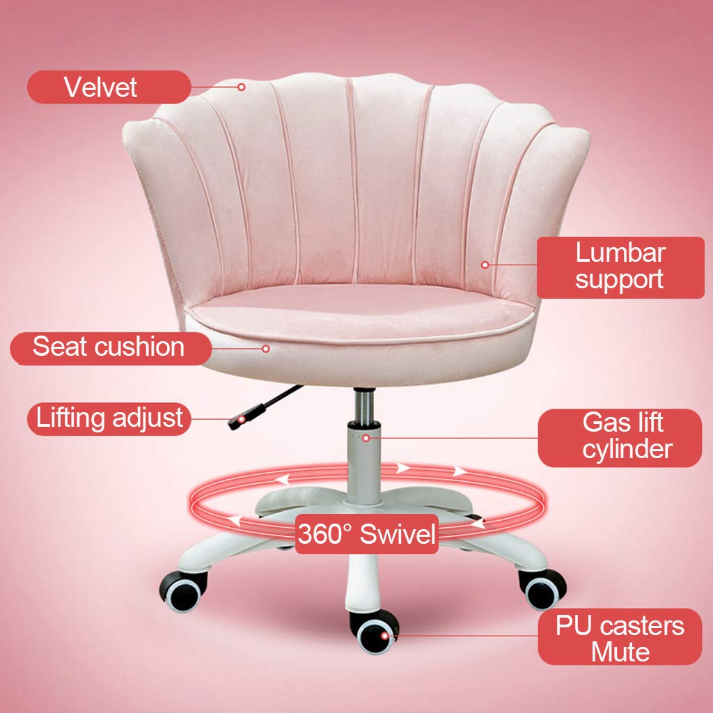 Ergonomic Velvet Swivel Office Chair - Adjustable Height Computer Desk Chair for Home Office, Living Room & Vanity - Comfortable Accent Chair for Work, Study & Relaxation