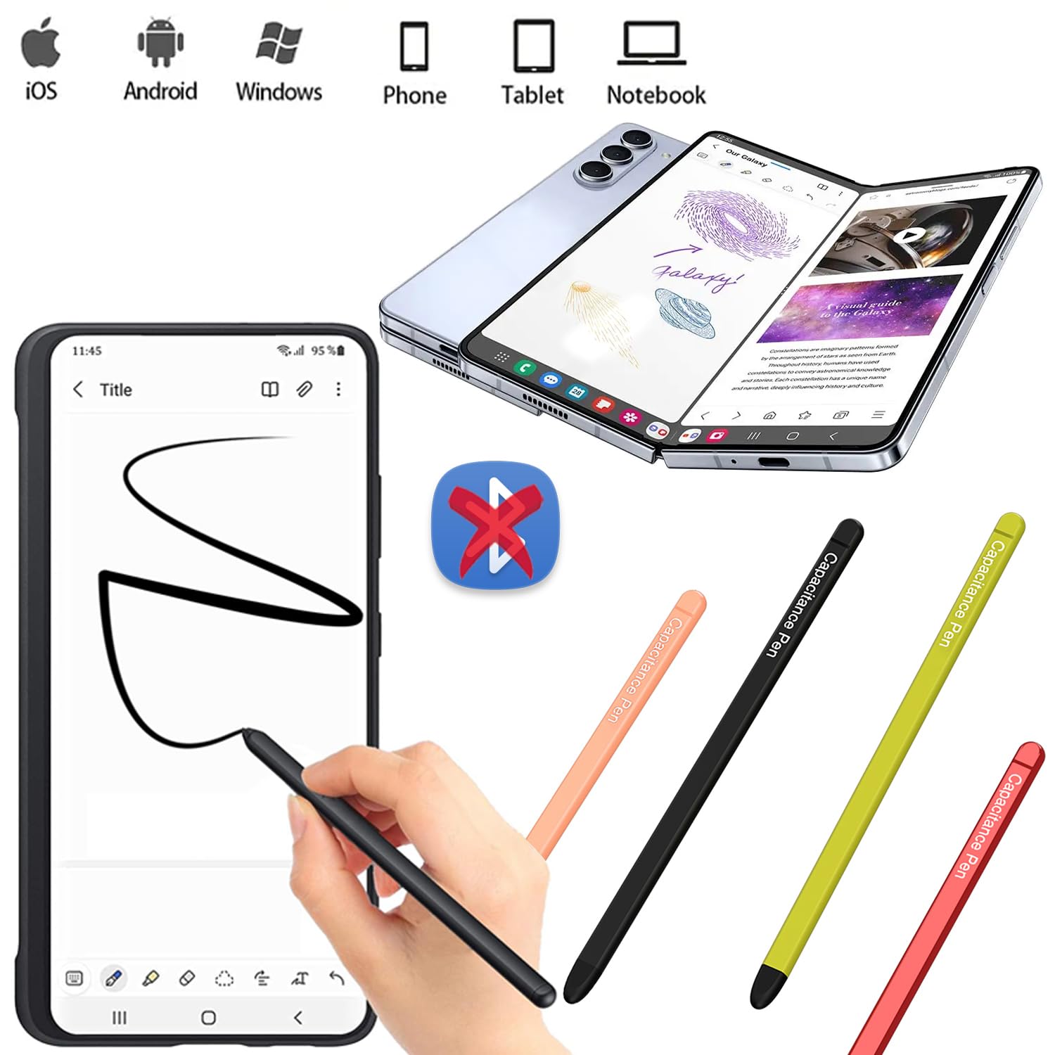 Original S Pen Replacement for Samsung Galaxy Z Fold5 - Slim Stylus Pen Compatible with Z Fold 5 & Fold Edition | Universal Input Pen for Note Taking, Drawing & Precise Navigation (Black) - Perfect for Business, Art & Everyday Smartphone Use