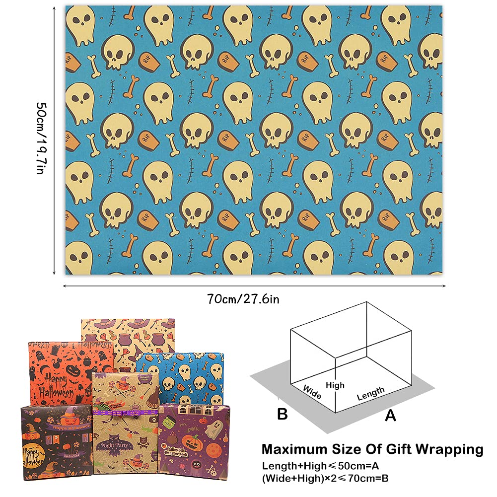 Halloween Gift Wrap Paper - 12 Sheets Eco-Friendly Recycled Kraft Wrapping Paper for Kids (20