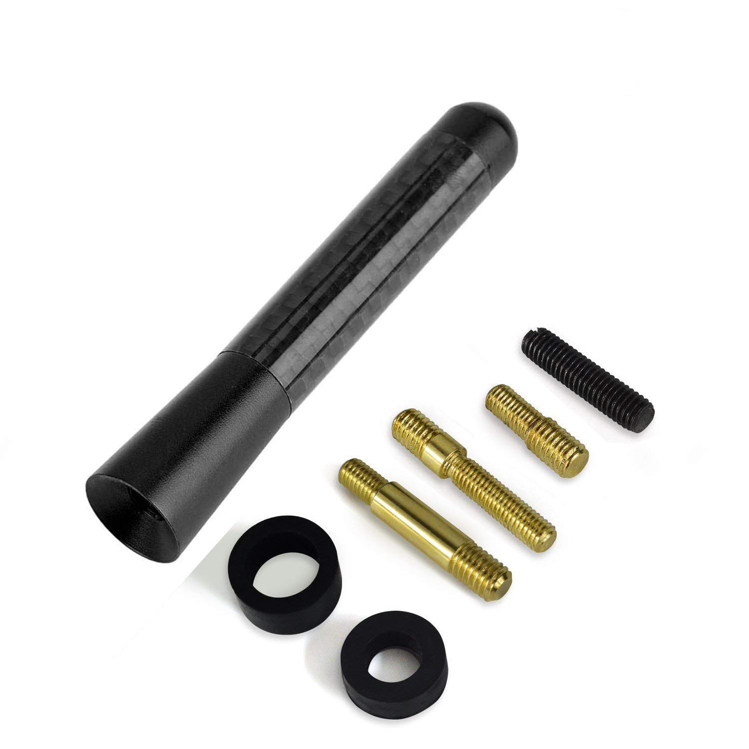 Premium Carbon Fiber Car Radio Antenna - Black Aluminum Alloy Short Stubby Mini Antenna Mast for Enhanced FM/AM Reception | Perfect for Trucks, SUVs & Classic Cars