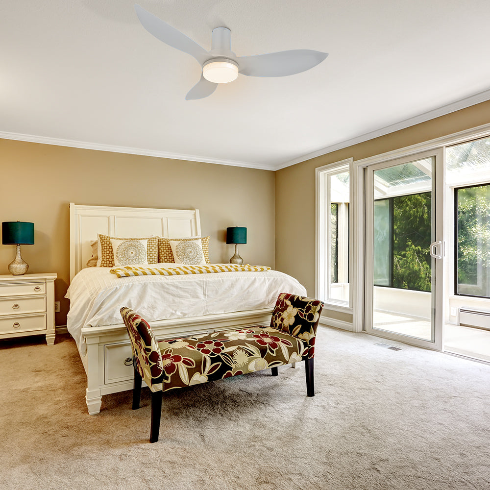 45 Inch Nefyn Flush Mount Ceiling Fan with LED Light & Remote Control - Perfect for Bedroom, Living Room, and Office Spaces