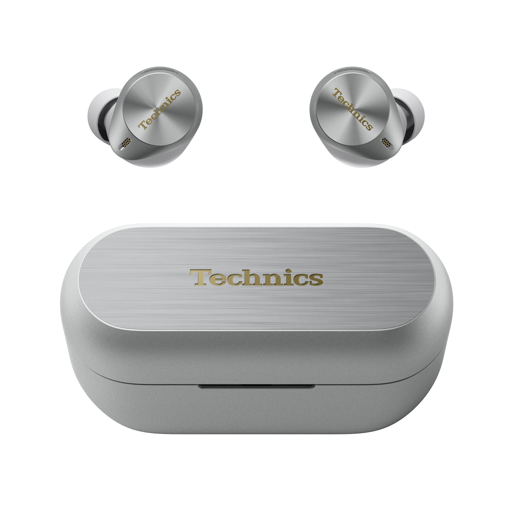 Technics EAH-AZ80E-S Premium Wireless Earbuds with Active Noise Cancelling, Multipoint Bluetooth 5.3, Ergonomic In-Ear Design, 7H Playtime & 24H Charging Case - Silver | Perfect for Commuting, Workouts & Travel
