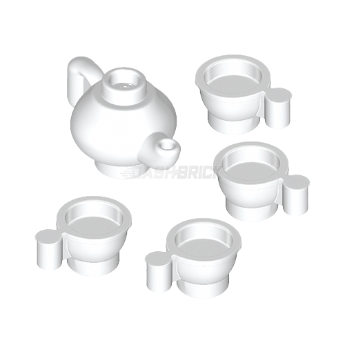 LEGO Minifigure Teapot and Teacup Set - White MiniMOC Accessories for LEGO Builds | Perfect for Tea Party Scenes, Miniature Displays & LEGO Collectors