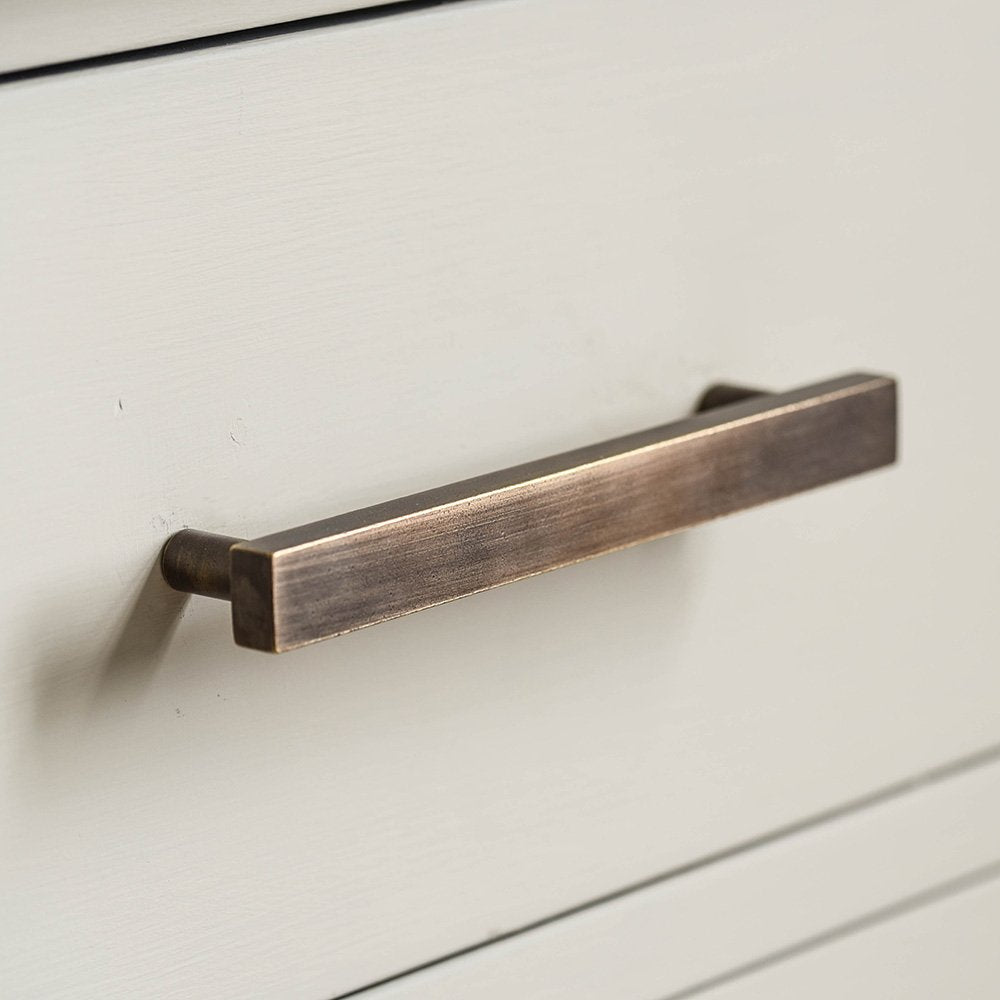 Vintage Distressed Antique Brass Cuboid Cabinet Pull Handle - Perfect for Kitchen Cabinets, Dressers & Furniture Restoration Projects