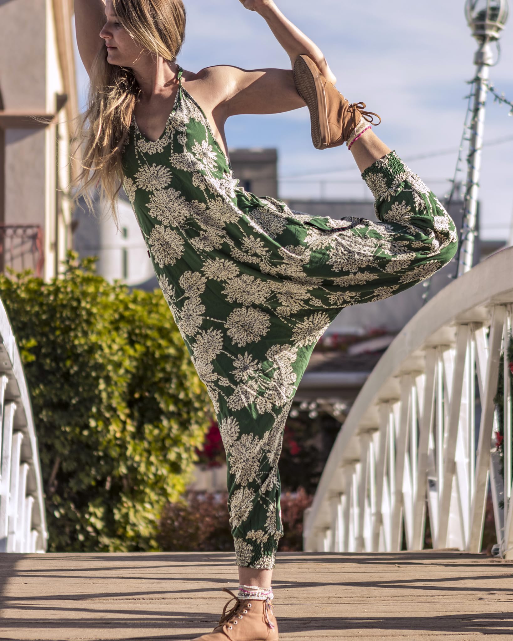 Buddha Pants Harem Jumpsuit for Women - Soft Cotton Comfortable Boho Jumpsuit with Pockets | Casual Summer Outfit for Yoga, Beach, Travel & Lounge Wear
