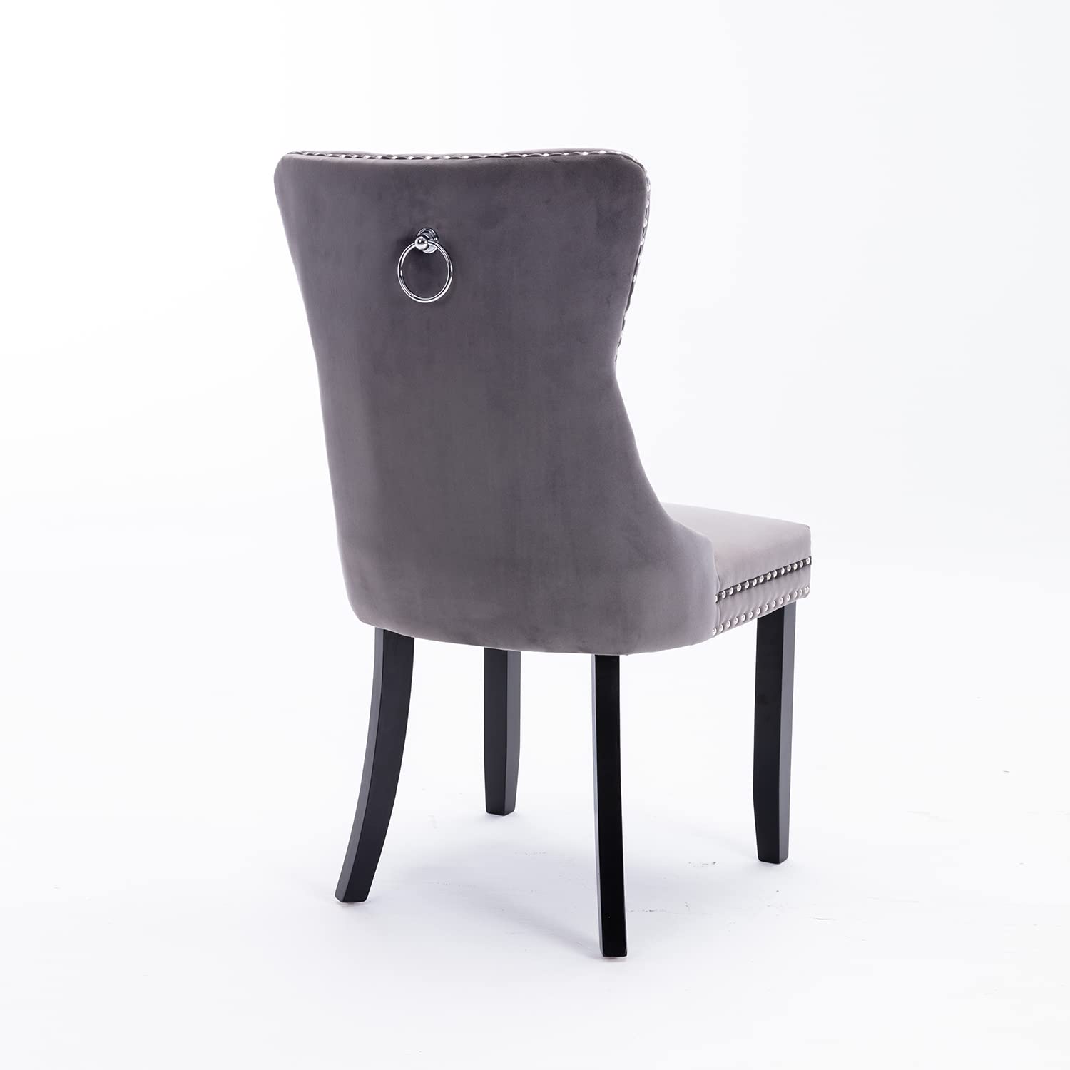 Luxury Velvet Dining Chairs Set of 4 - Tufted Button Back Upholstered Chairs with Nailhead Trim for Kitchen, Dining Room, Bedroom, Restaurant & Cafe - Elegant Grey Home Decor for Modern Interior Design