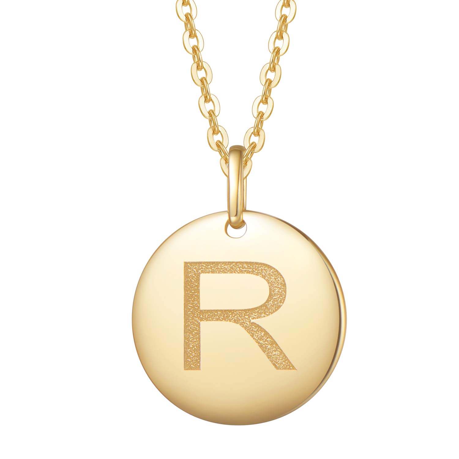 FANCIME 14K Solid Gold Initial Necklace for Women - Personalized Monogram Letter Pendant, 18