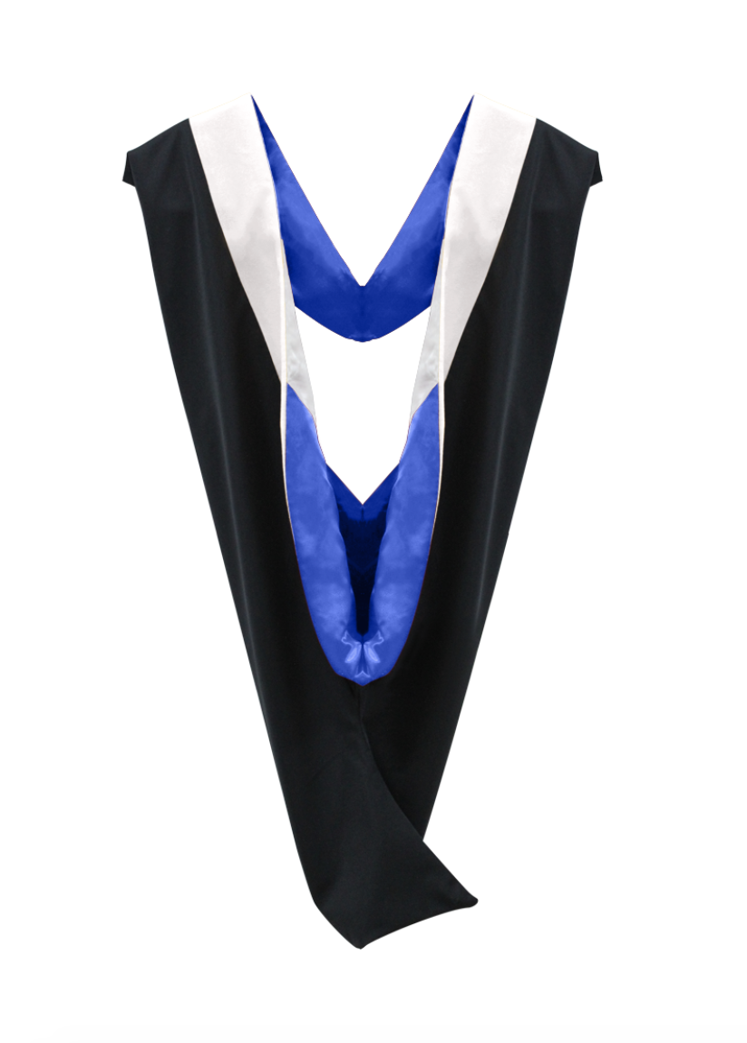 Luxury Bachelor & Master Graduation Hood - White Velvet with Royal Blue Trim - Perfect for Graduation Ceremonies & Academic Events