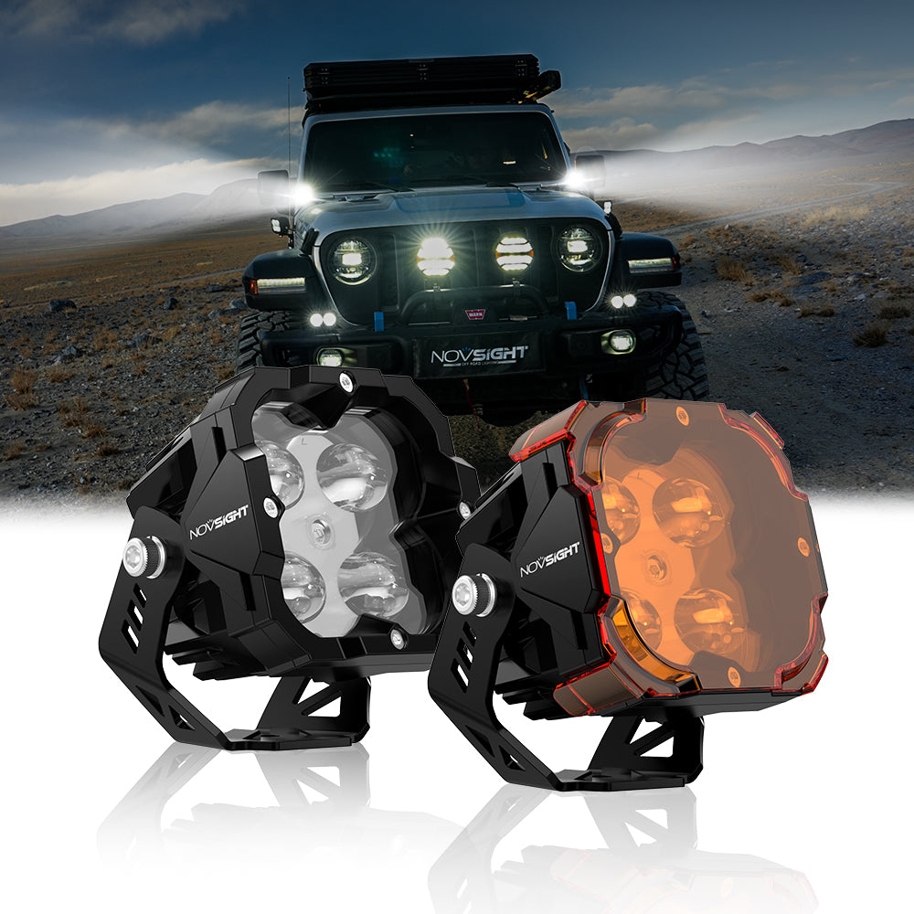 CYBER 1 Series 3 Inch Cube LED Pods - Off Road Auxiliary Fog Lights with Wiring Harness for Trucks, Jeeps & ATVs (Durable Waterproof Design) - Perfect for Night Driving, Camping & Outdoor Adventures