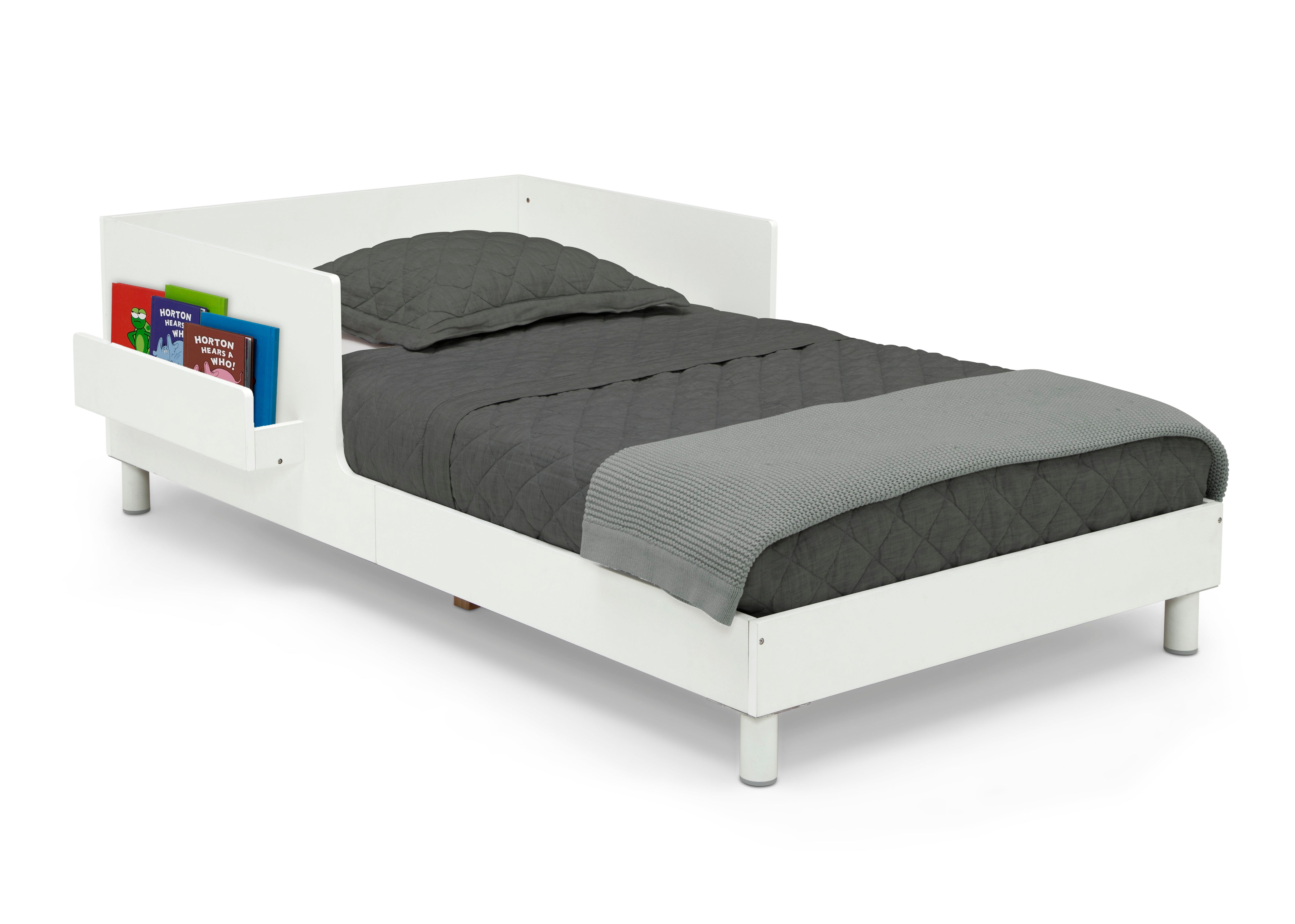 Sleep N Store Toddler Bed with Interchangeable Shelf - Convertible Kids Bed with Storage for Nursery, Bedroom & Playroom - Perfect for Small Spaces & Organization