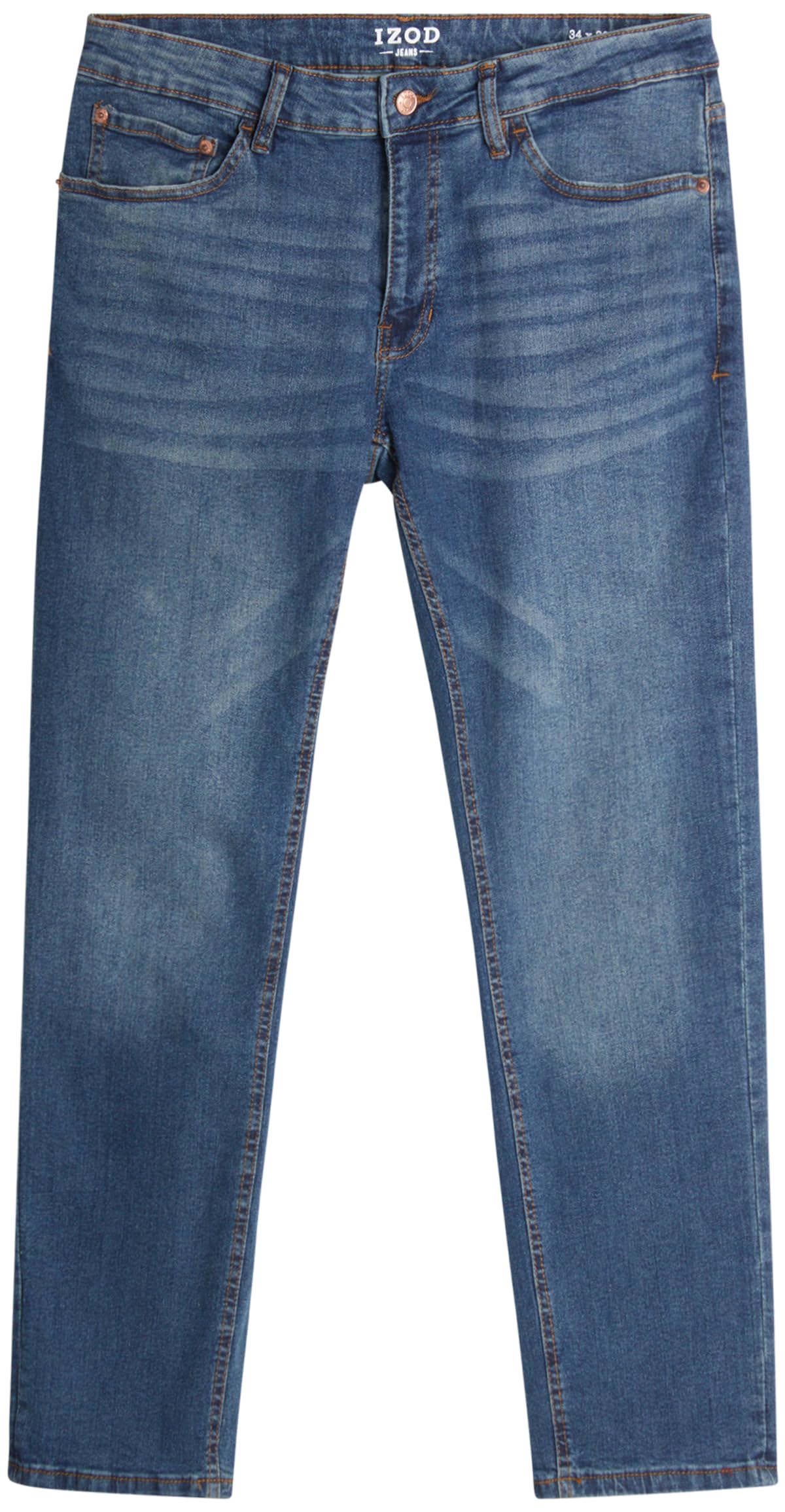 IZOD Men's Straight Leg Stretch Jeans - Comfortable Pull On Denim Pants for Casual Wear | Lightweight Fashion Jeans for Everyday & Office Use