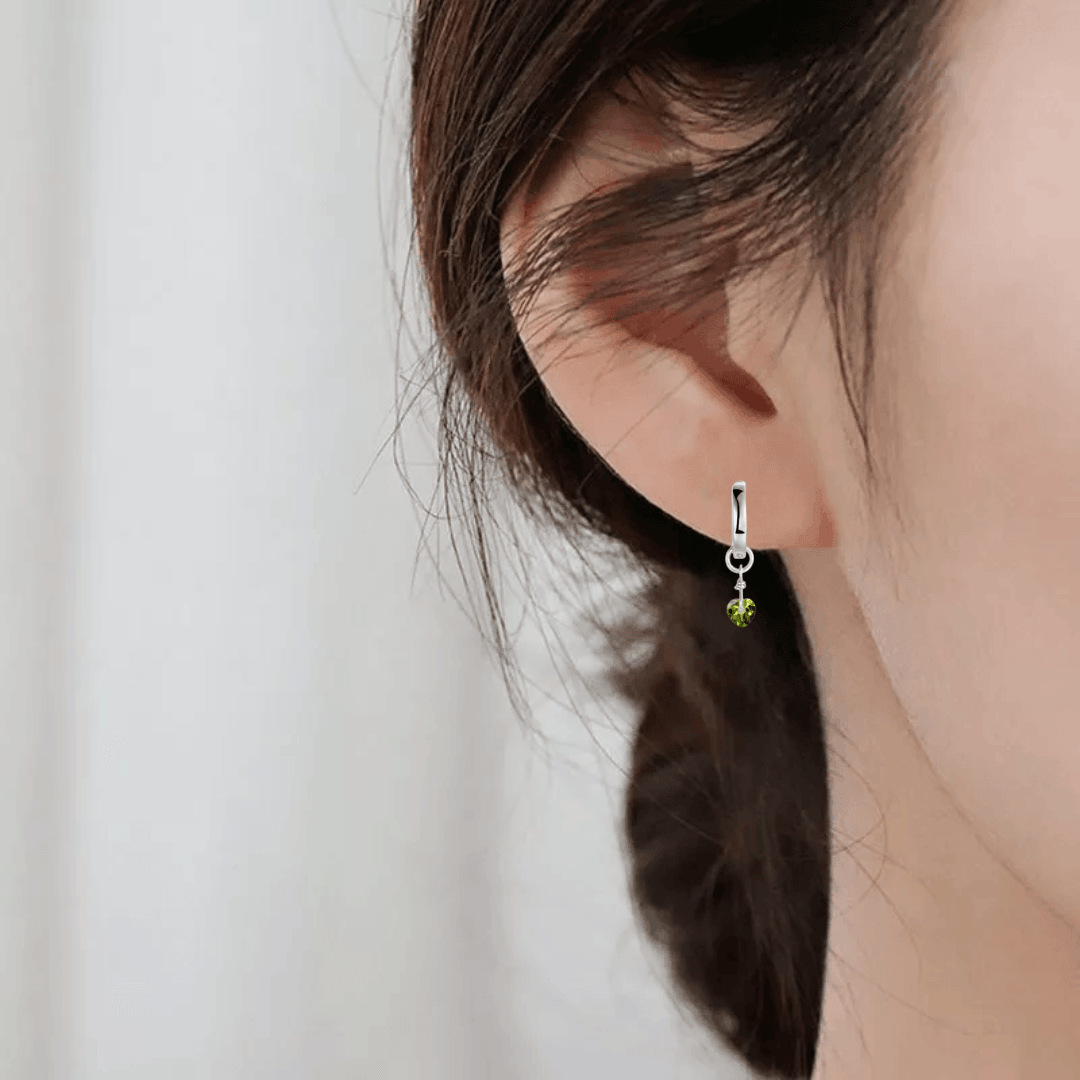 Peridot Heart Earrings for Women - 14K Gold Plated Dainty Stud Earrings - Perfect Gift for Valentine's Day, Anniversary & Birthday - Elegant Jewelry for Everyday Wear & Special Occasions