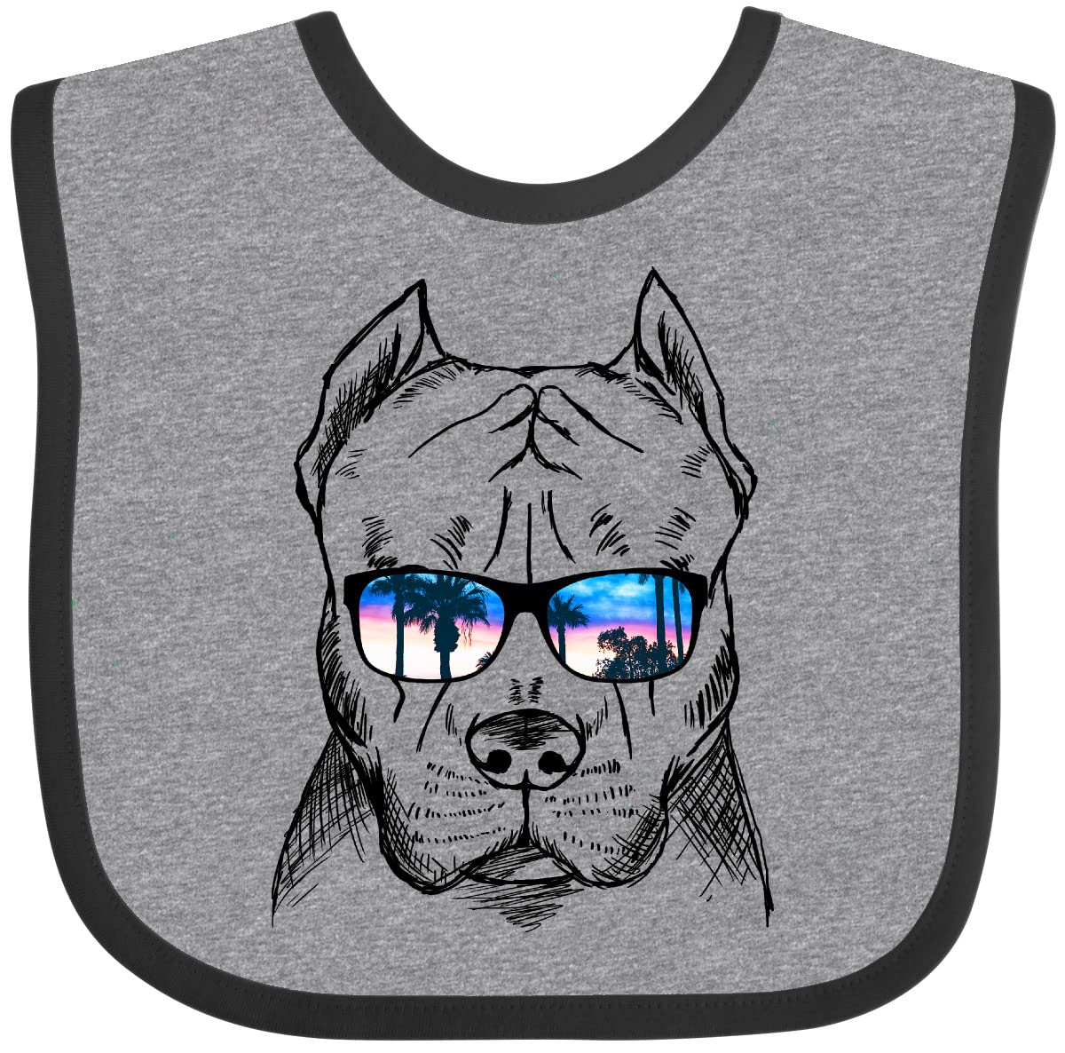 Inktastic Pitbull Sketch Portrait with Sunglasses Baby Bib - Soft Cotton Drool Bib for Infants, Funny Dog Lover Gift for New Parents, Perfect for Feeding Time & Photo Shoots