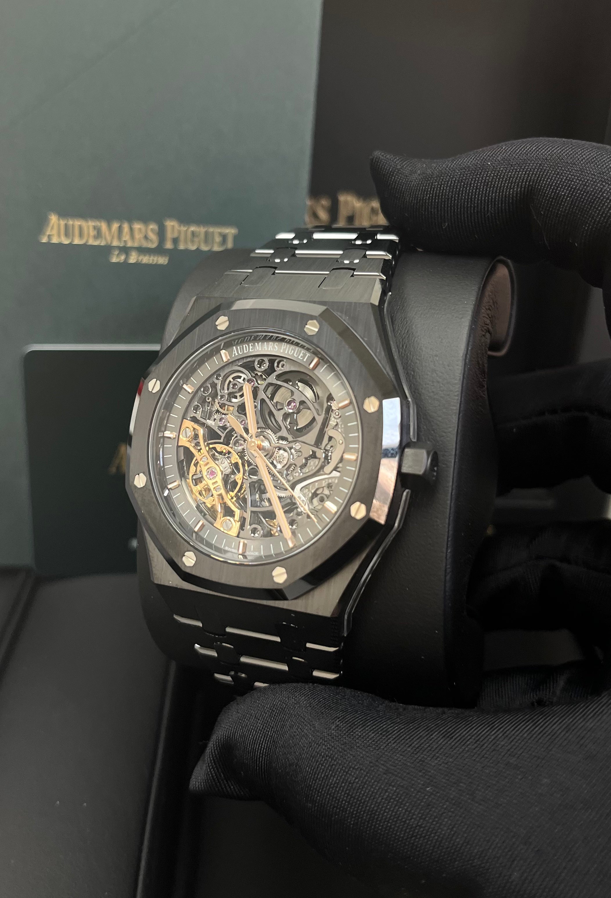 Audemars Piguet Royal Oak 41mm Double Balance Wheel Openworked Watch Ref.15416CE.OO.1225CE.01 - Luxury Skeleton Dial for Men, Premium Stainless Steel & Ceramic - Perfect for Business Meetings, Gala Events & Collector's Showcase
