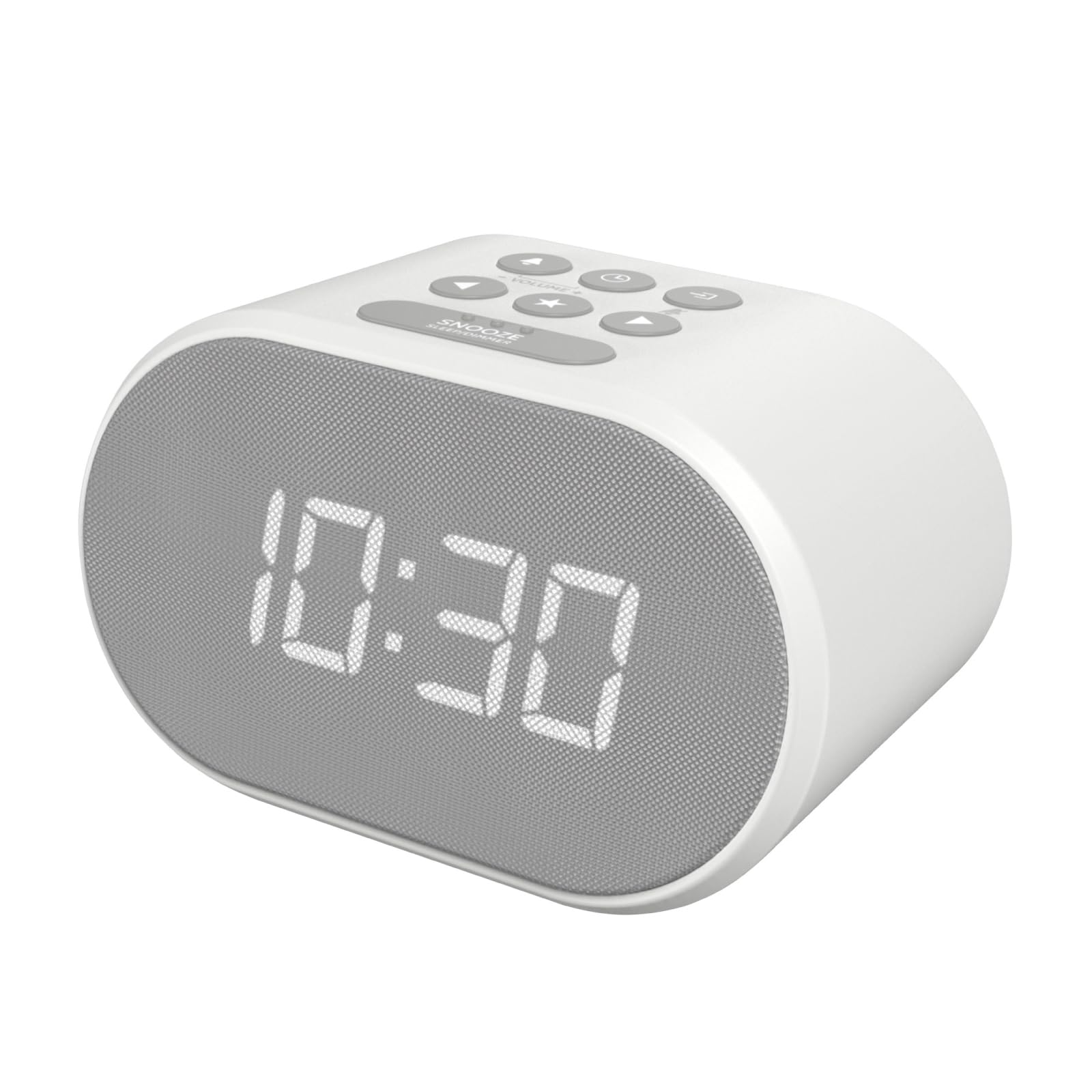 i-Box Digital Alarm Clock with FM Radio, USB Charging Port & Adjustable Brightness - Battery or Mains Powered, Silent Non-Ticking Operation, White LED Display for Bedroom, Office, Travel & Nightstand Use