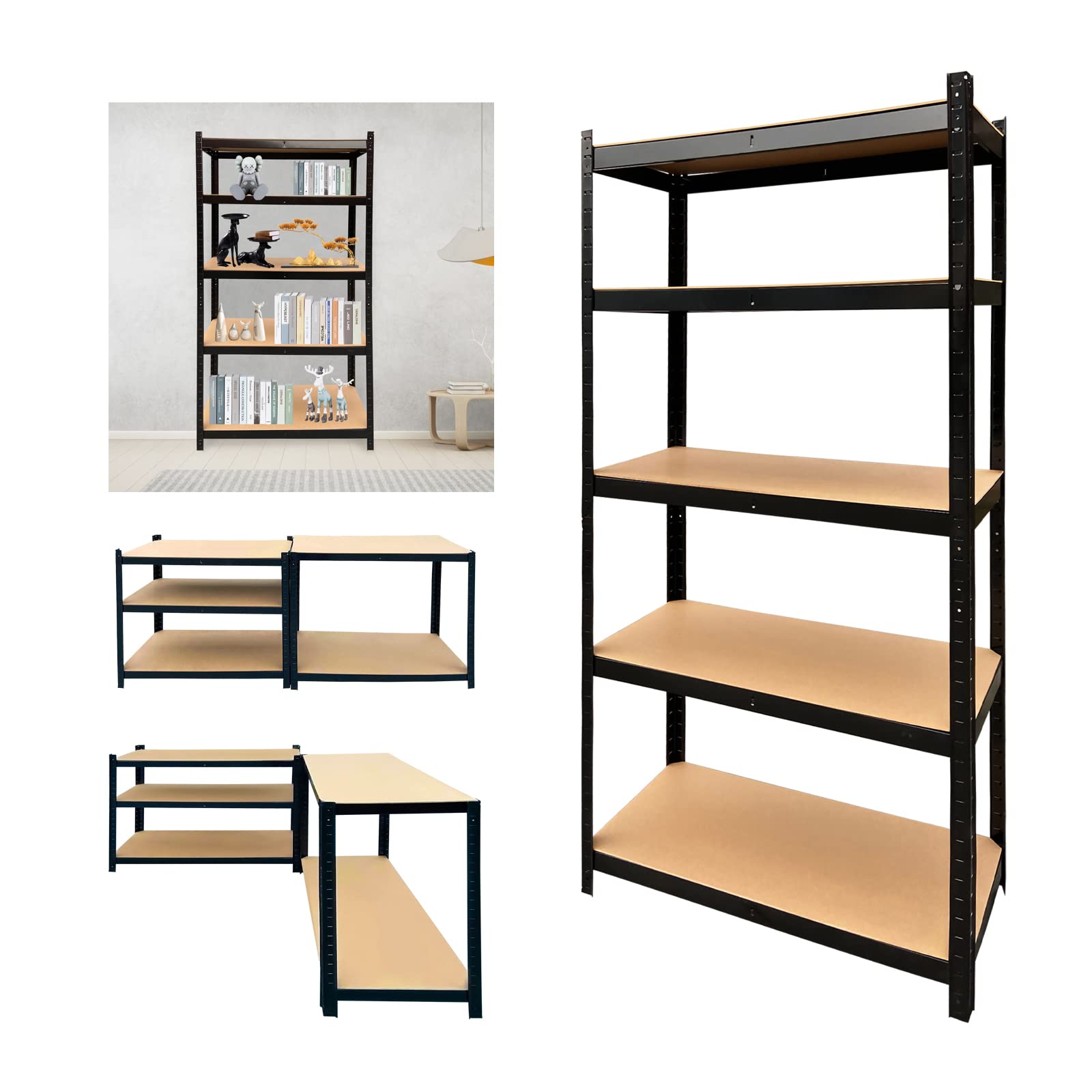 Heavy Duty 5-Tier Metal Storage Shelves - Adjustable Multipurpose Shelving Unit for Kitchen, Garage, Laundry, Bathroom, Pantry & Closet Organization | Durable Steel Rack for Home & Office Storage Solutions