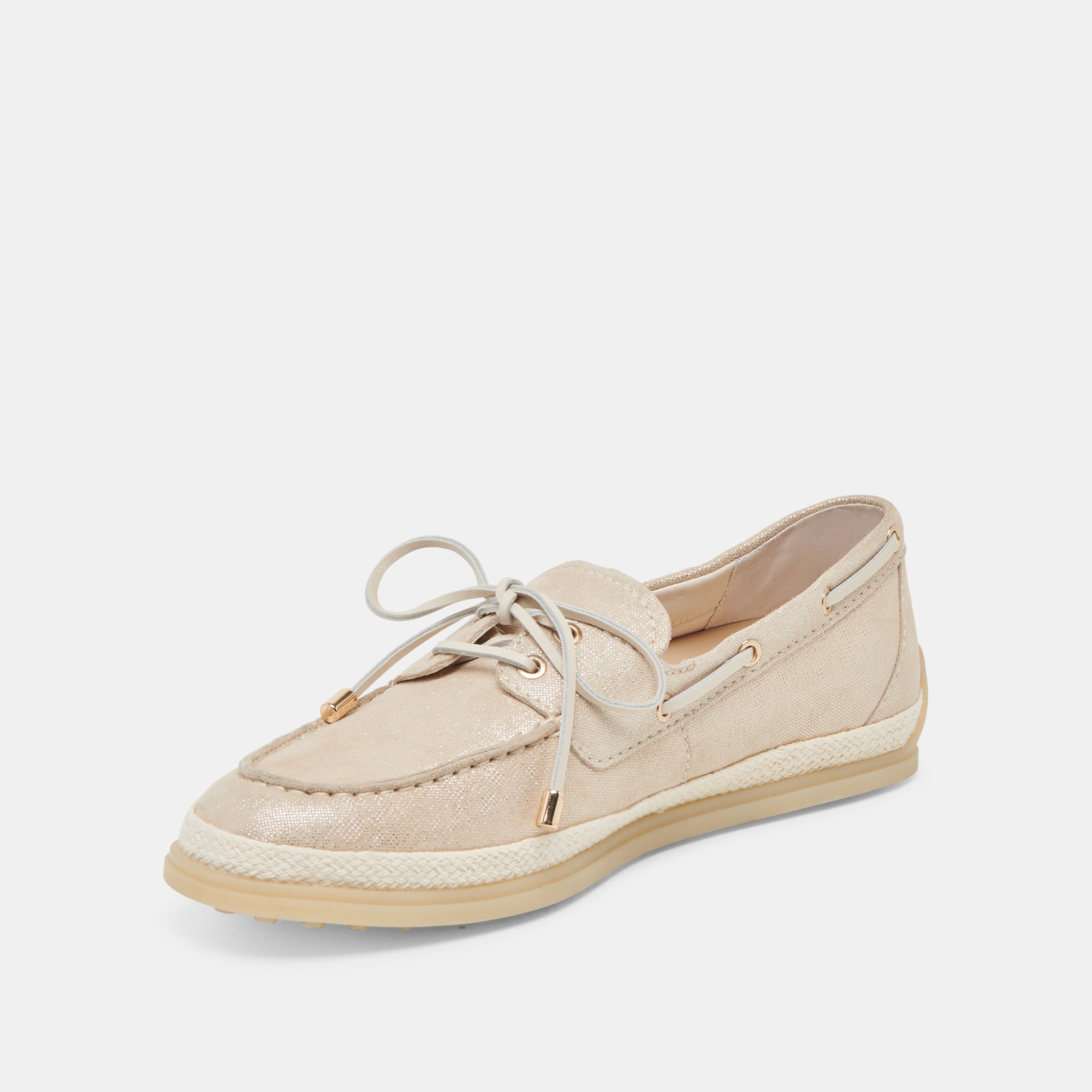 DORIS Women's Loafers in Taupe Metallic Woven Leather - Comfortable Slip-On Shoes for Work, Office & Casual Wear