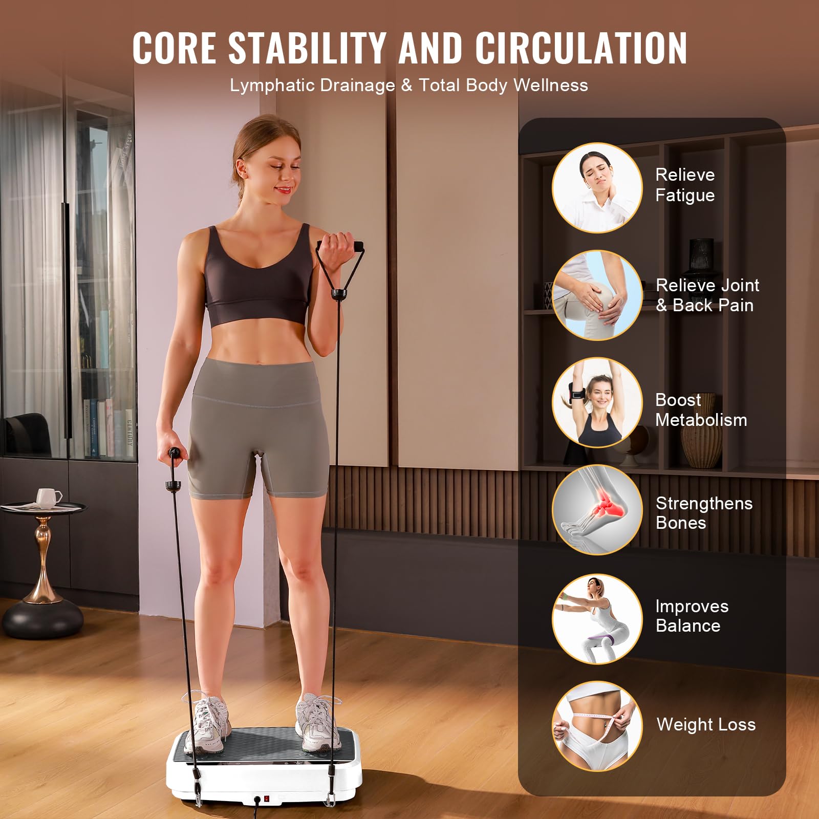 **Vibration Plate Exercise Machine for Weight Loss & Body Toning - Whole Body Fitness Platform with Dynamic LED Lights - Lymphatic Drainage & Home Gym Workout for Women & Men - Perfect for Home Fitness, Recovery & Dynamic Training**