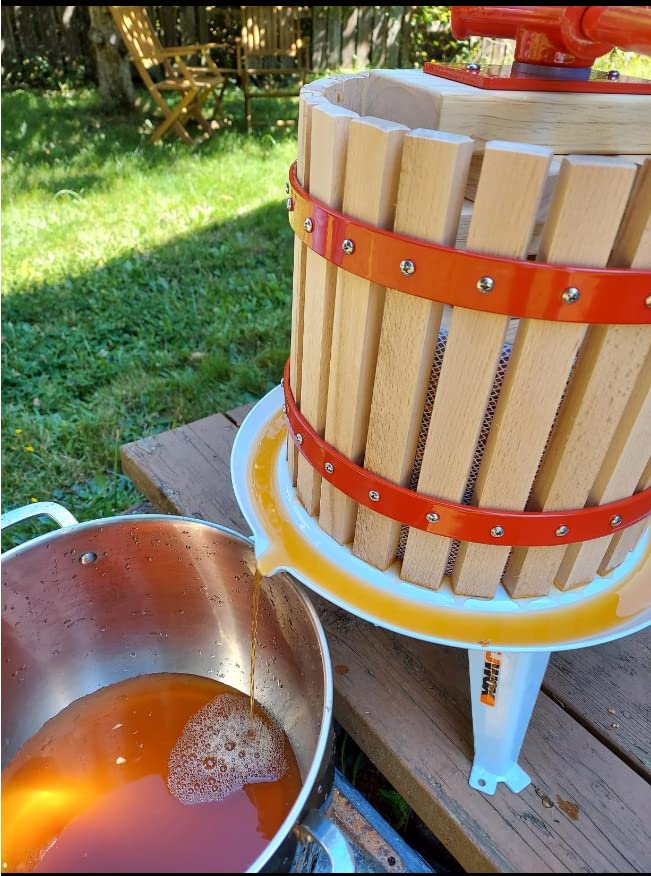 3.17 Gallon Solid Wood Fruit Wine Cider Press with Handle - Large Capacity Vintage Juicer for Apples, Grapes & Berries - Perfect for Homemade Juice, Cider Making & Winemaking at Home