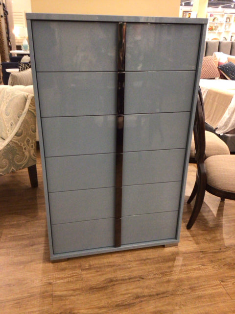 El Dorado Tivo Blue Lacquered 6-Drawer Chest - Stylish Bedroom Dresser for Storage & Organization