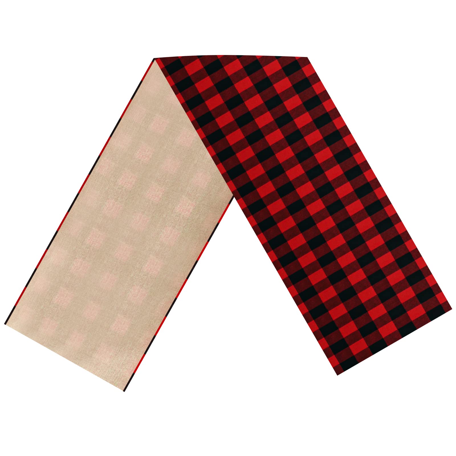 Buffalo Plaid Table Runners - Reversible Burlap Double Sided Buffalo Check Tablecloth - 14 x 72 Inch Black and Red Farmhouse Decor for Coffee Table, Dining Table, Party & Holiday Events - Perfect for Christmas, Thanksgiving & Rustic Home Decor