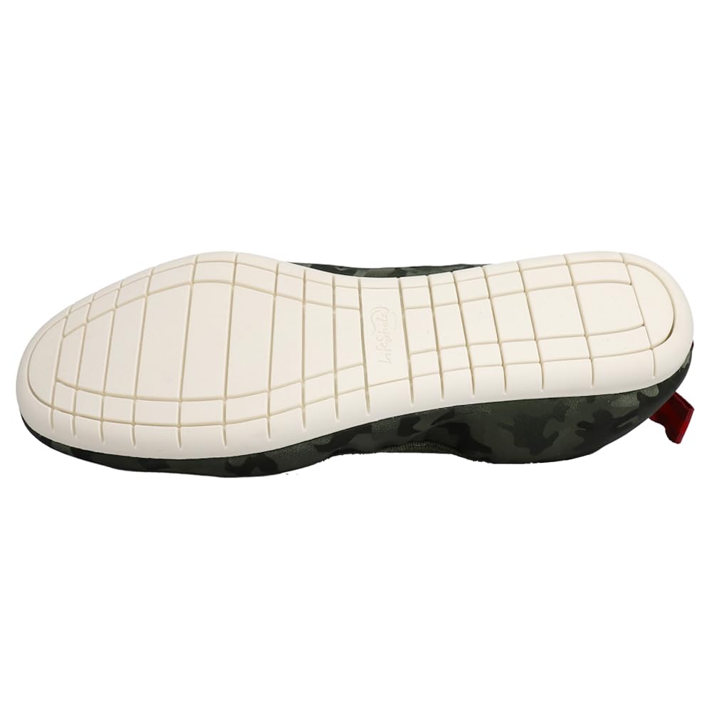 LifeStride Women's Devoted Black Camo Slip-On Flats - Comfortable Casual Shoes for Women | Perfect for Work, Travel & Everyday Wear