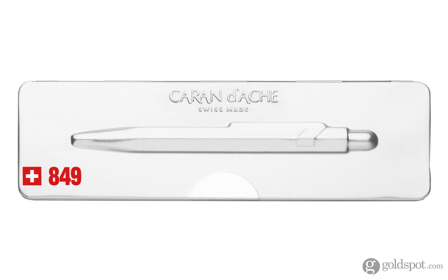 Caran d'Ache 849 Popline White Ballpoint Pen with Holder - Premium Writing Instrument for Office, School & Gift Giving