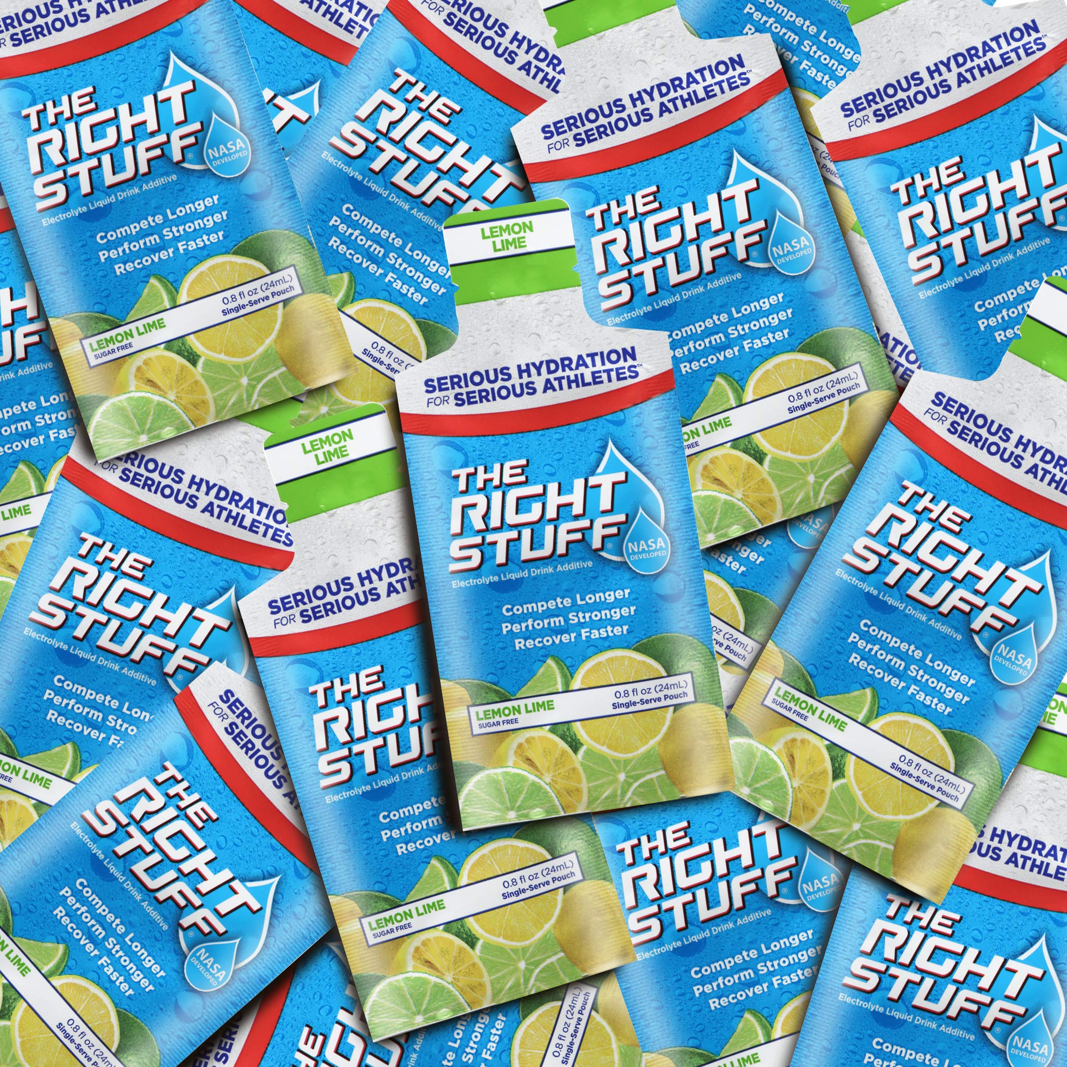 The Right Stuff Electrolyte Drink Concentrate - 10 Pouch Box - Lemon Lime Flavor | Hydration Powder for Athletes, Workout Recovery & Outdoor Activities