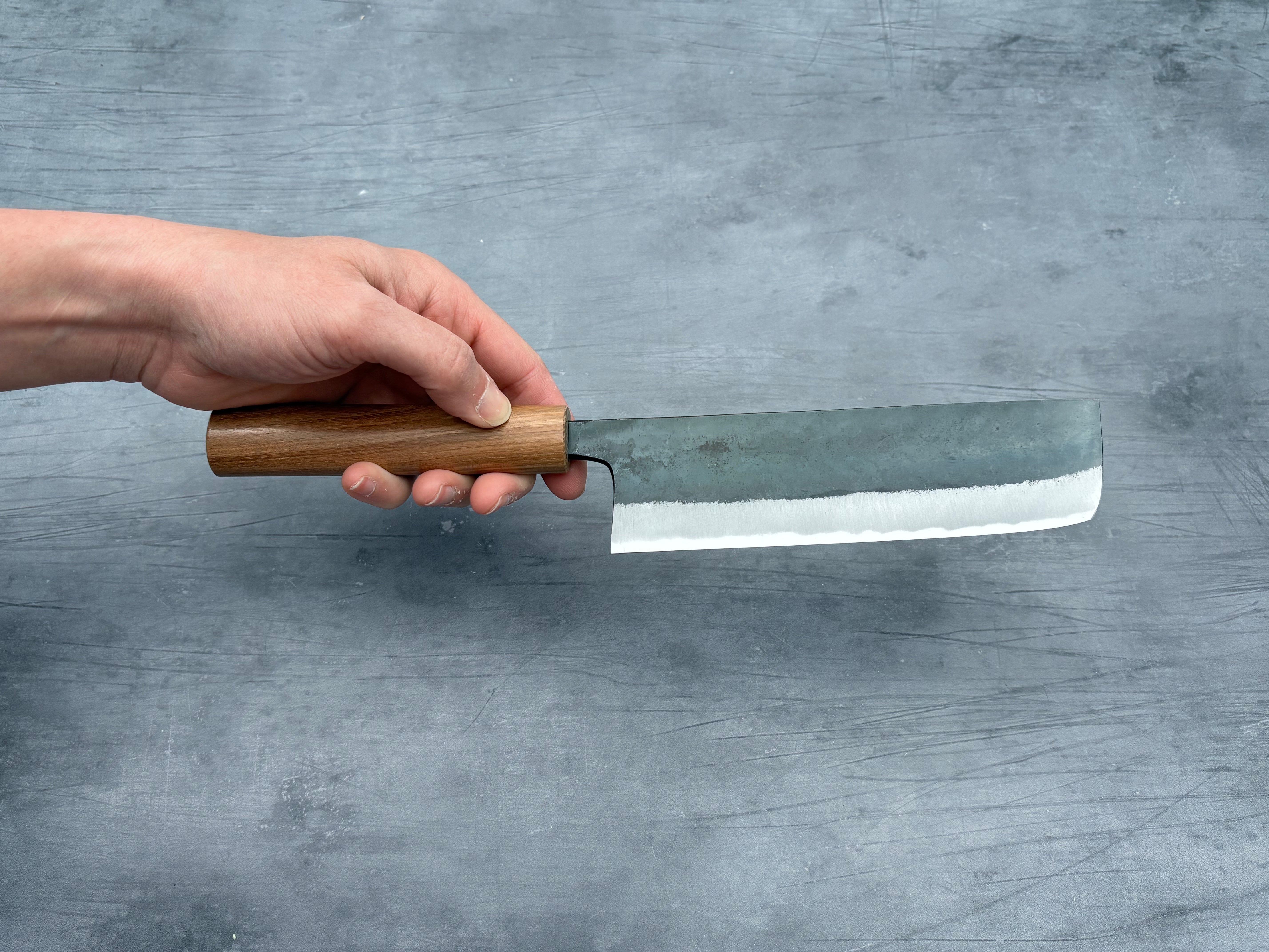 Premium Japanese Nakiri Knife - Blue #1 Steel Blade for Professional Chefs & Home Cooking - Perfect for Slicing Vegetables, Herbs & Sushi Prep