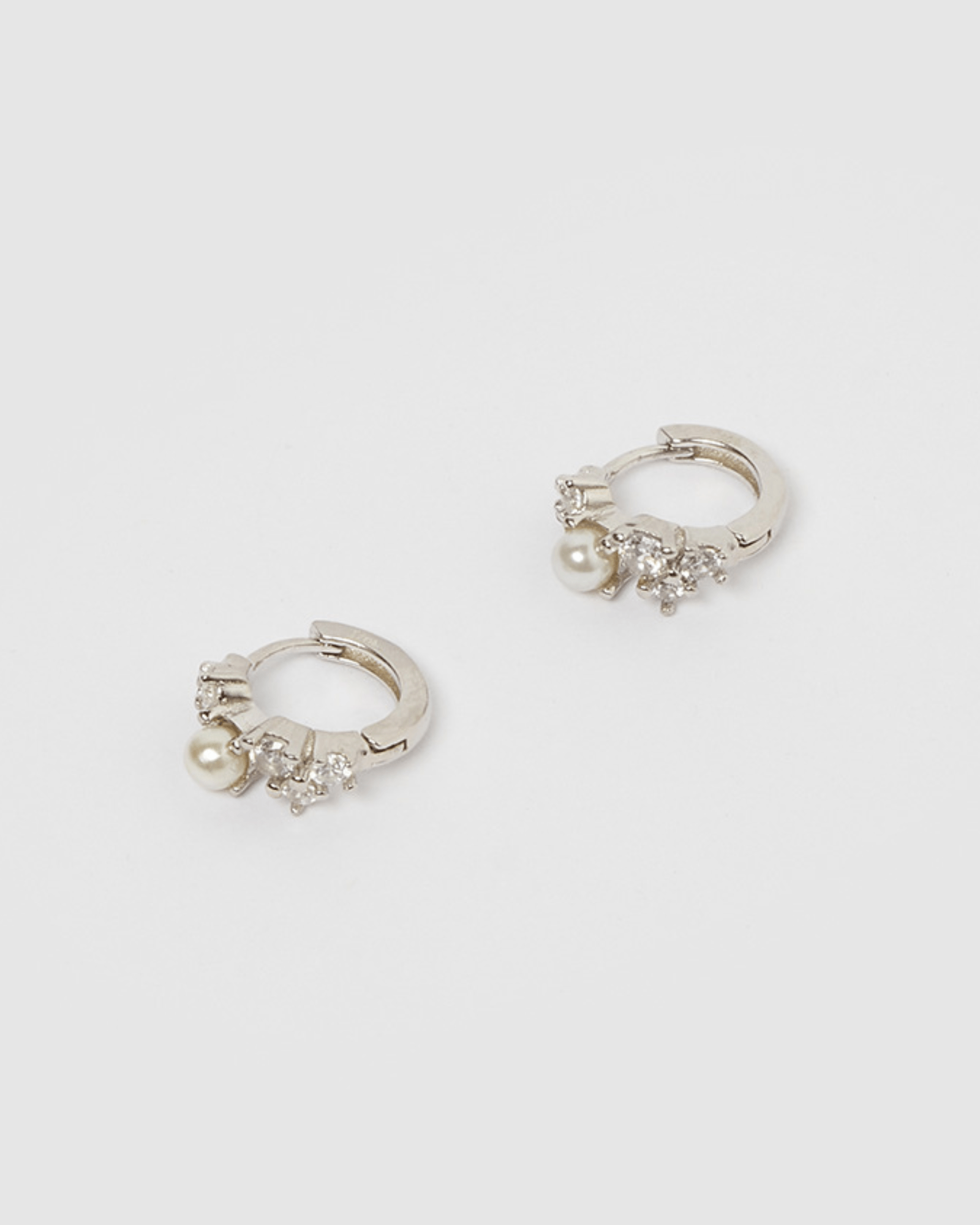 Izoa Carina Huggie Earrings - Sterling Silver with Clear Crystals for Women, Everyday Wear & Special Occasions