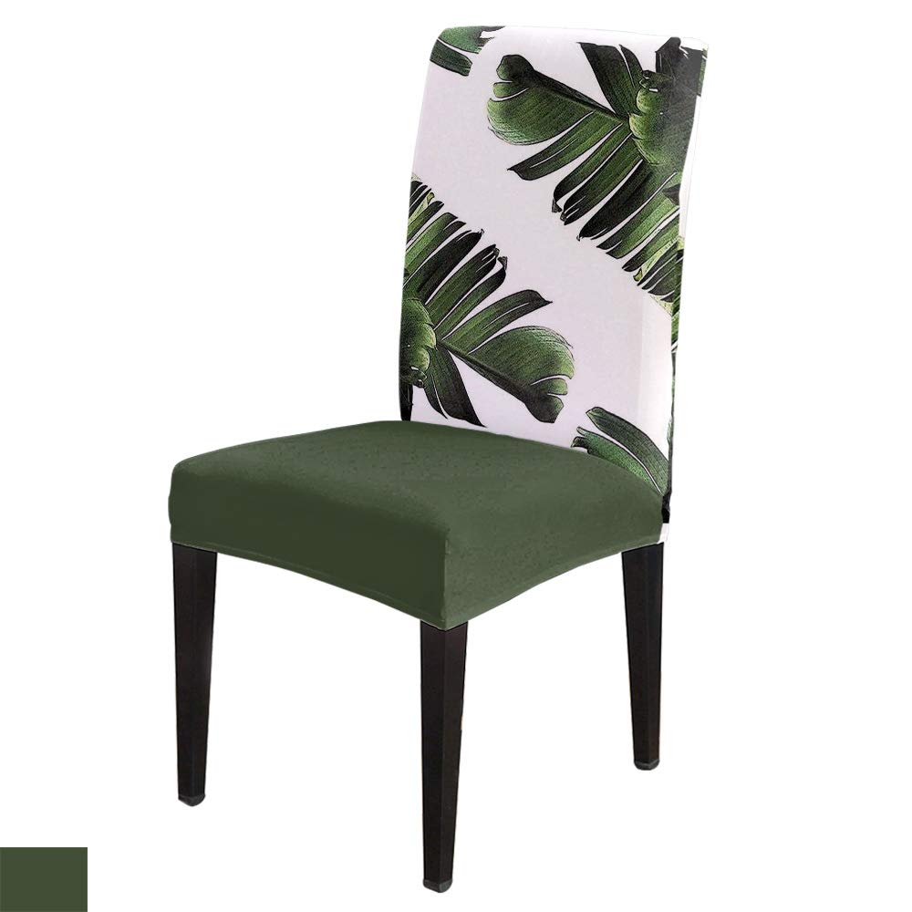 Stretchable Washable Dining Chair Covers 4 Pack - Banana Leaf Design, Removable Slipcovers for Seat Protection | Perfect for Dining Room, Banquet, Wedding, Ceremony & Hotel Use