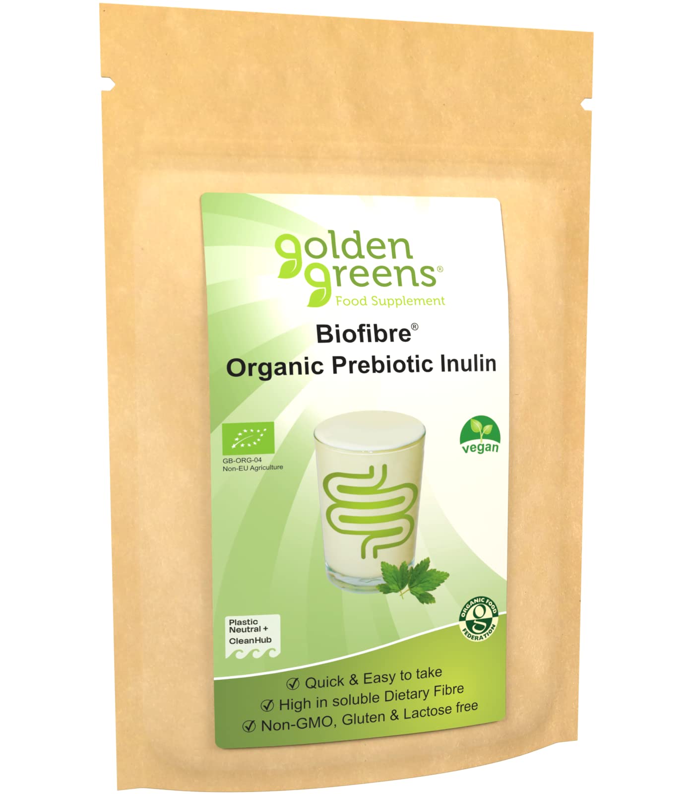 Organic Inulin Powder Supplement - Prebiotic Fiber for Gut Health & Digestion | Supports Immune System, Weight Management & Blood Sugar Balance | Ideal for Smoothies, Baking & Daily Wellness
