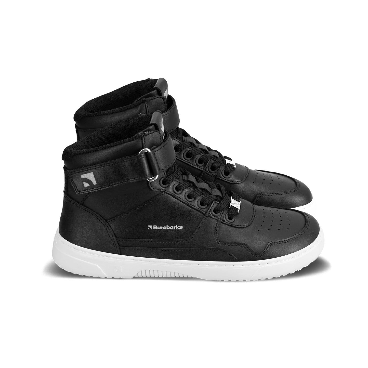 Barefoot Sneakers Barebarics Zing High Top - Black & White Leather Minimalist Shoes for Men & Women | Perfect for Running, Gym & Everyday Comfort