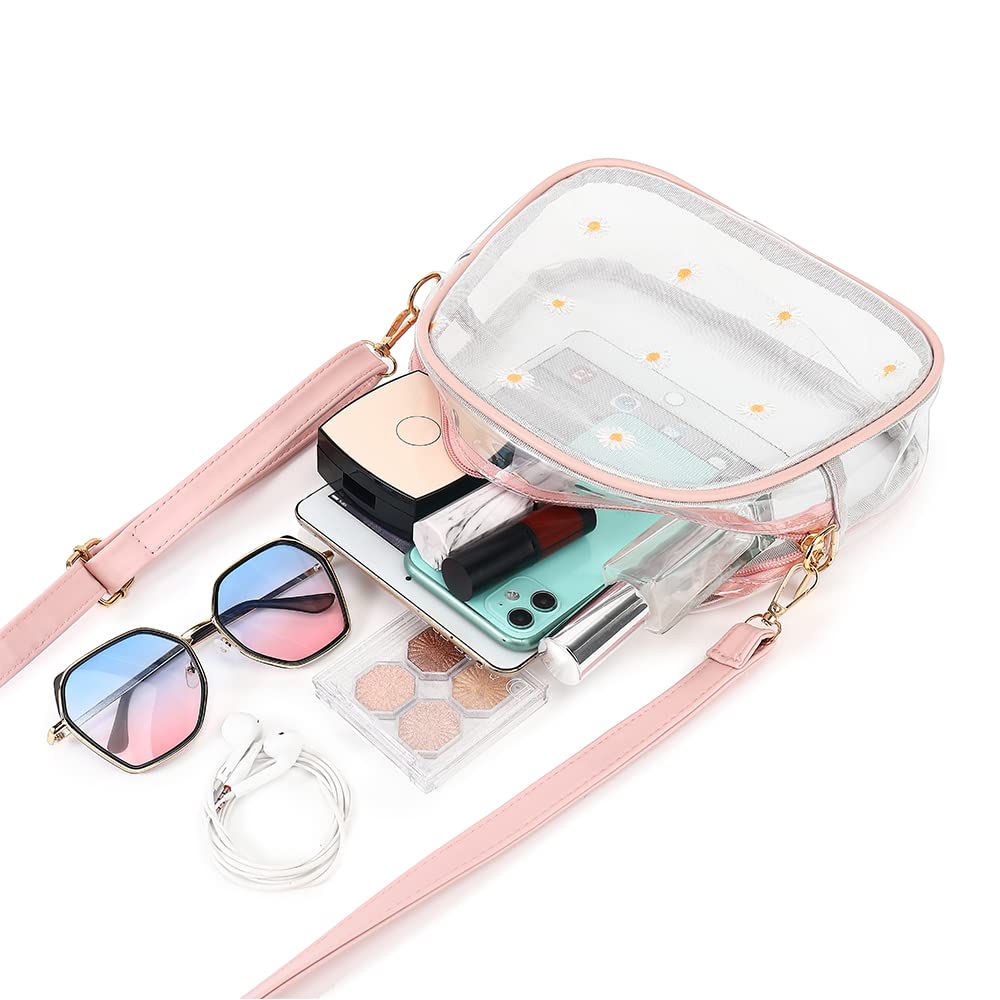LOXOMU Clear Crossbody Bag for Women - Small Transparent Shoulder Purse, Stadium Approved See-Through Handbag for Concerts, Festivals & Travel